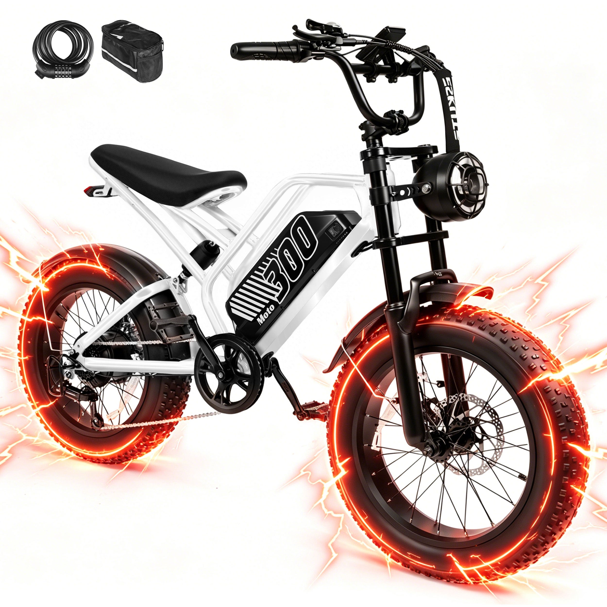 V300 Electric Dirt Bike for Adults & Teens, 1500W Motor, 35 MPH Max Speed, 52V 20.8Ah Removable Battery, 20" x 4.0" Fat Tires, 7-Speed, NFC Unlock Black