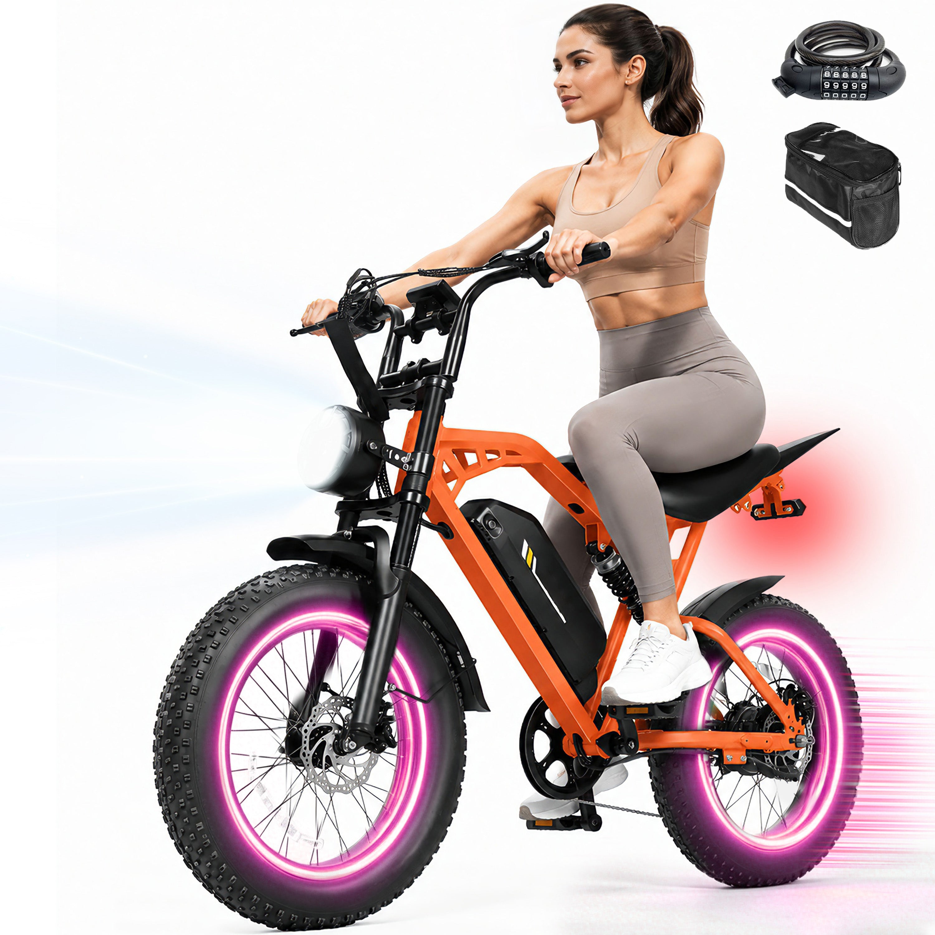 V200D Electric Bike for Adults & Teens, 29MPH, 80 Miles Range, 48V 20.8Ah Battery, 20" x 4.0 Fat Tire, Dual Suspension, 7-Speed Off-Road Ebike Black