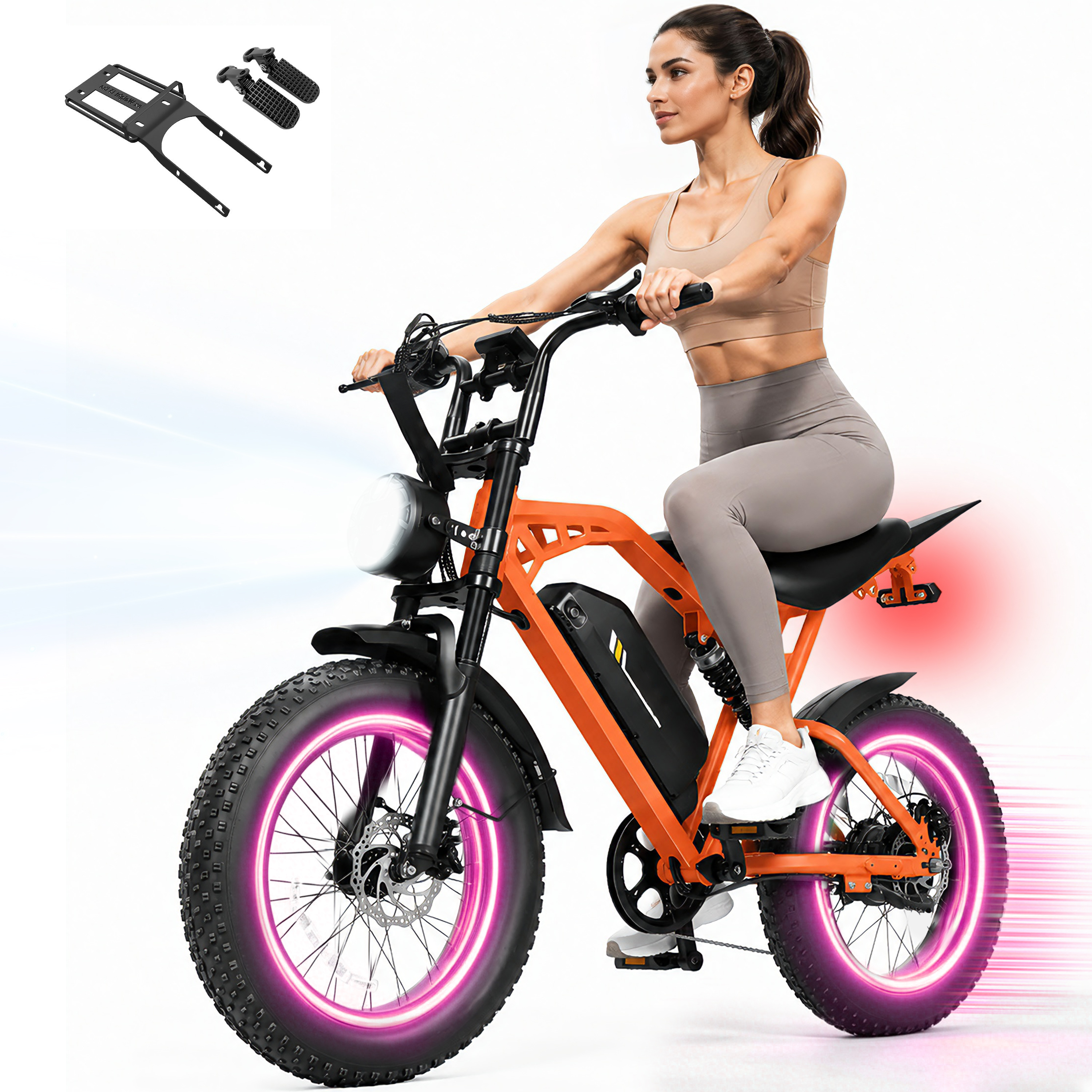 V200D Electric Bike for Adults & Teens, 29MPH, 80 Miles Range, 48V 20.8Ah Battery, 20" x 4.0 Fat Tire, Dual Suspension, 7-Speed Off-Road Ebike Black