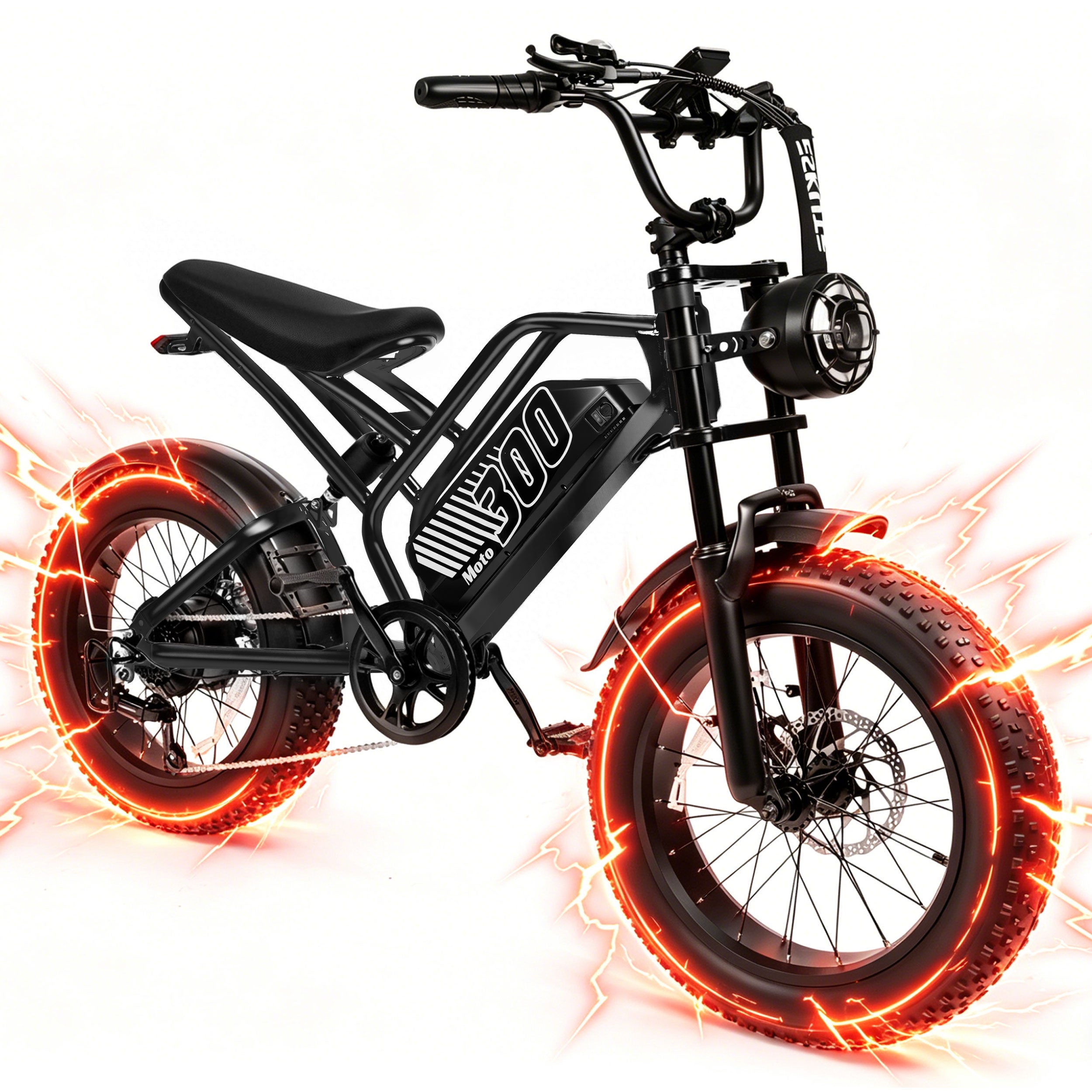 V300 Electric Dirt Bike for Adults & Teens, 1500W Motor, 35 MPH Max Speed, 52V 20.8Ah Removable Battery, 20" x 4.0" Fat Tires, 7-Speed, NFC Unlock Black