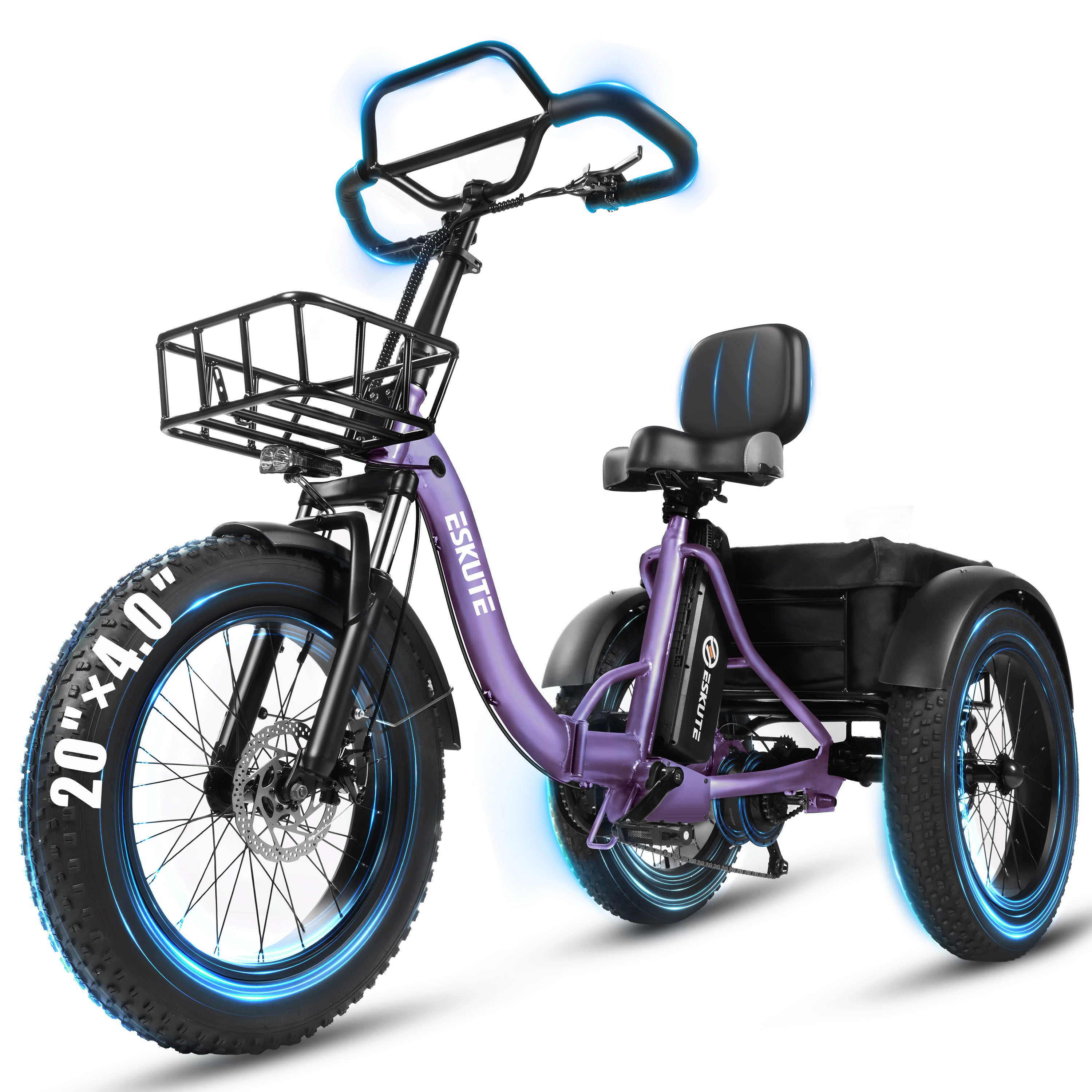 T300 Pro Electric Tricycle for Adults, E Trike, 1200W Peak Motor, 998.4Wh Battery, 20" x 4.0" Fat Tires, Foldable 3 Wheel Electric Bike, Stable Ride for Seniors & Parents Black