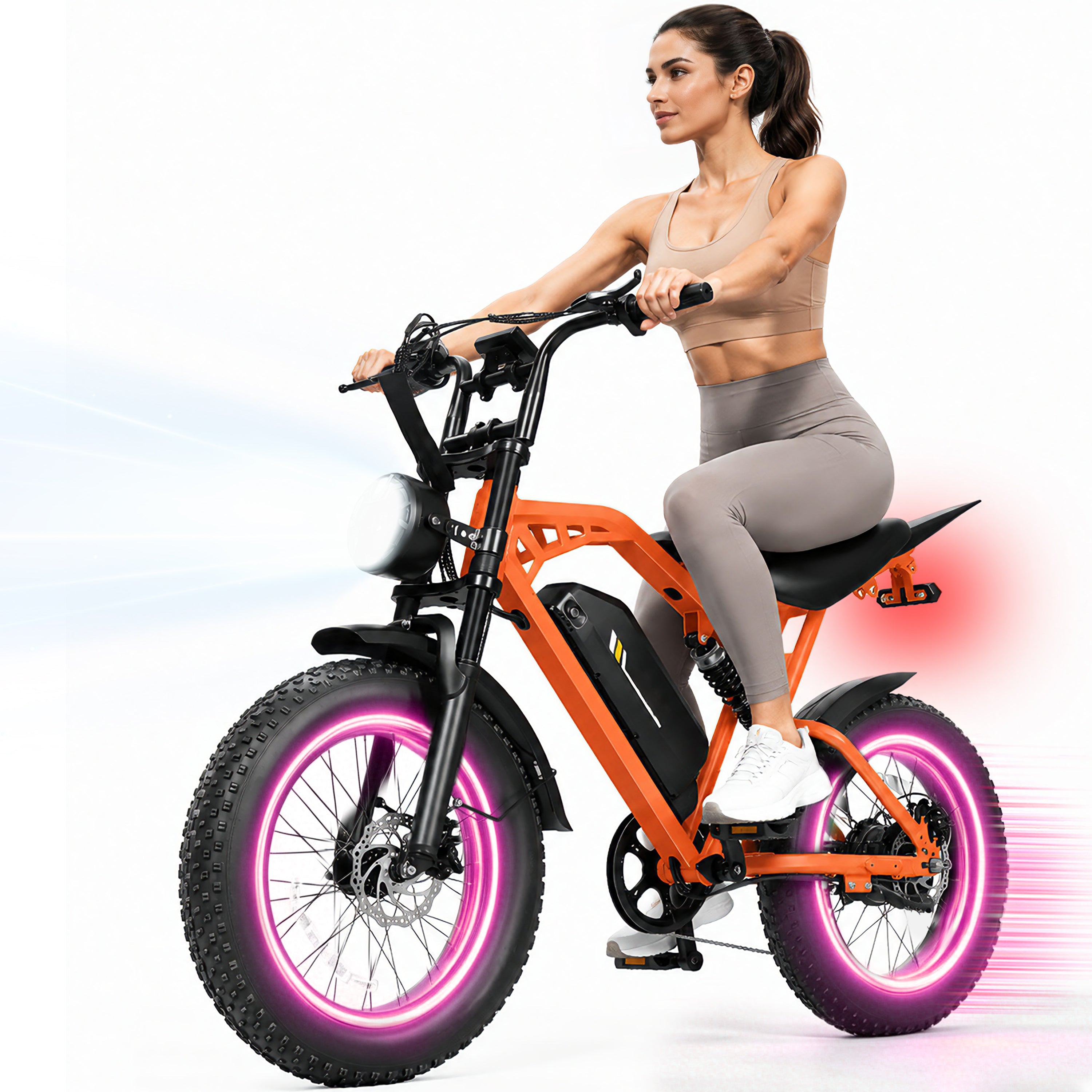 V200D Electric Bike for Adults & Teens, 29MPH, 80 Miles Range, 48V 20.8Ah Battery, 20" x 4.0 Fat Tire, Dual Suspension, 7-Speed Off-Road Ebike Black