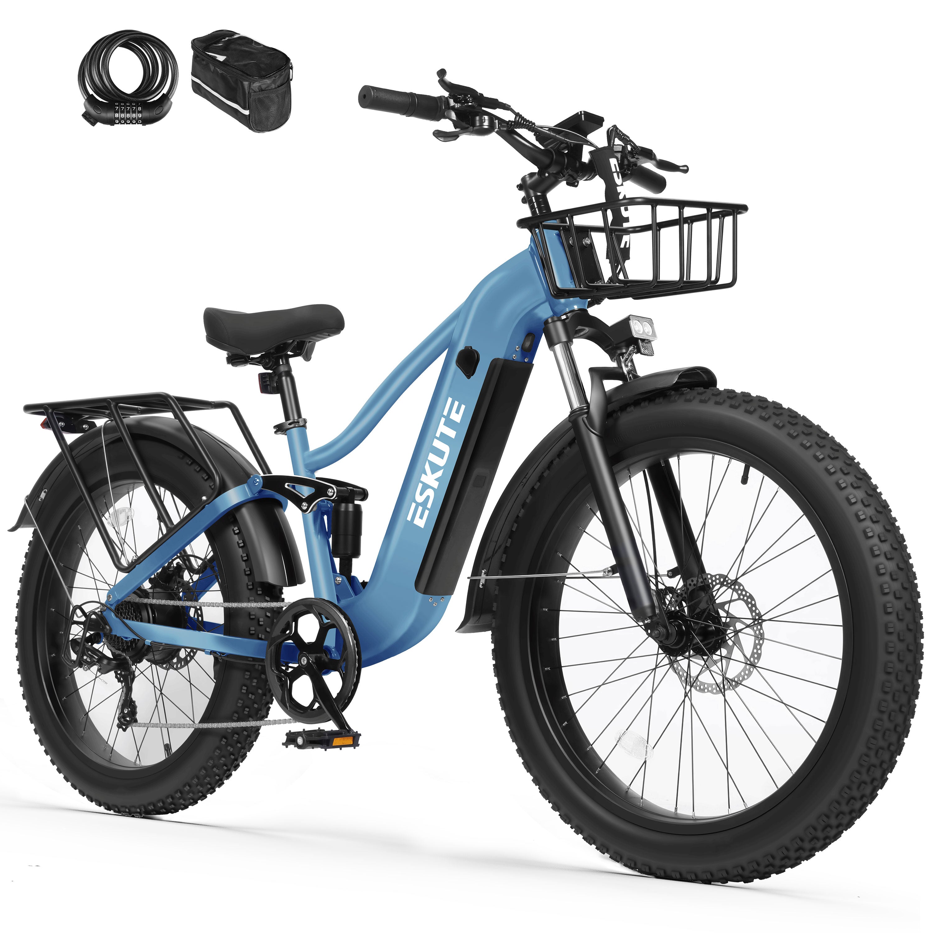 C300 Electric Bike for Adults, 1500W Peak Motor, 32MPH Fast Ebike, 48V 20.8Ah Battery Up to 80 Miles, 26"x4.0" Fat Tire, Full Suspension, 8-Speed Black
