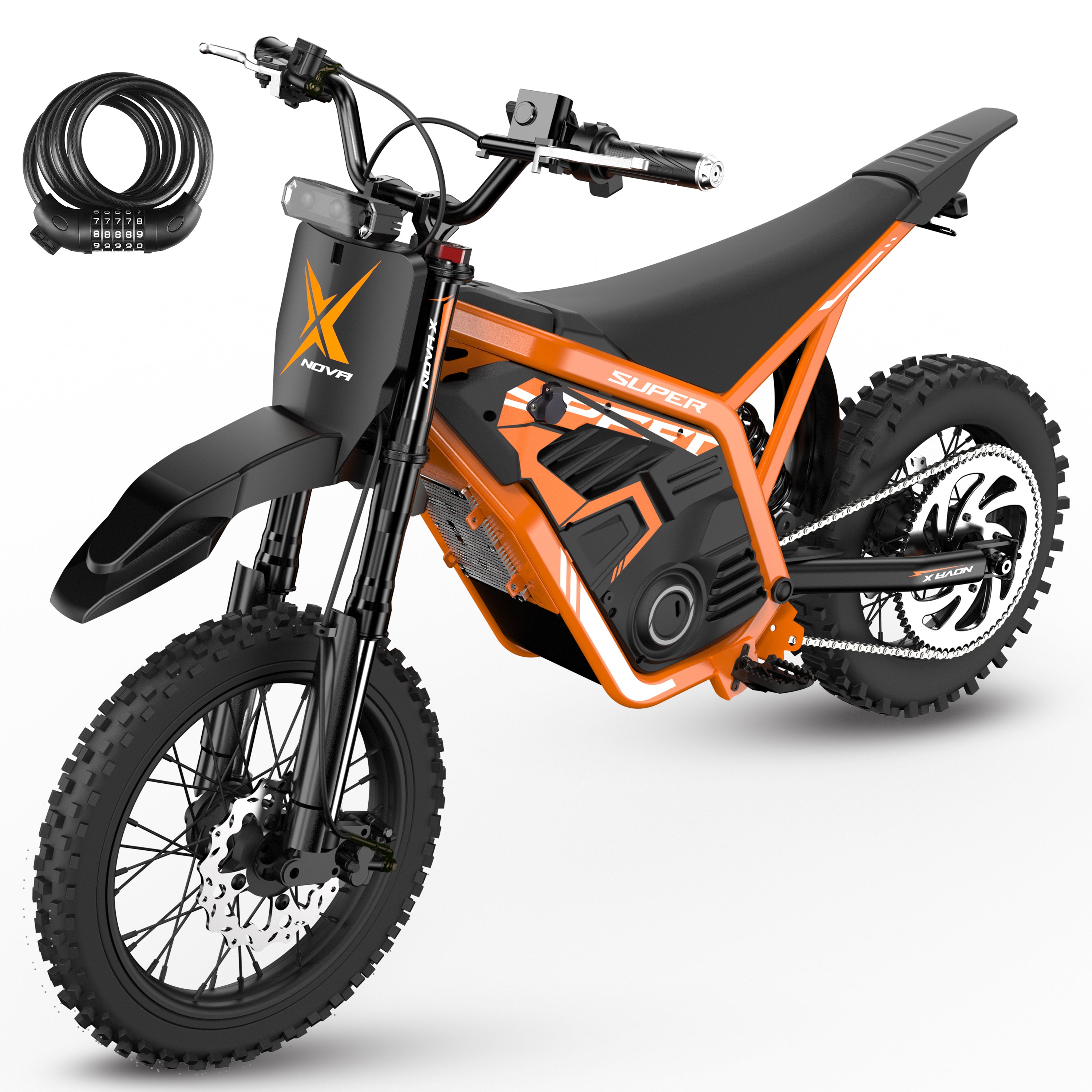 NOVA X 4000W Electric Dirt Bike for Adults/Teens, 46MPH Fast Electric Motorcycle, 48V 22.8Ah Long Range Battery, Full Suspension, Hydraulic Brakes,Black