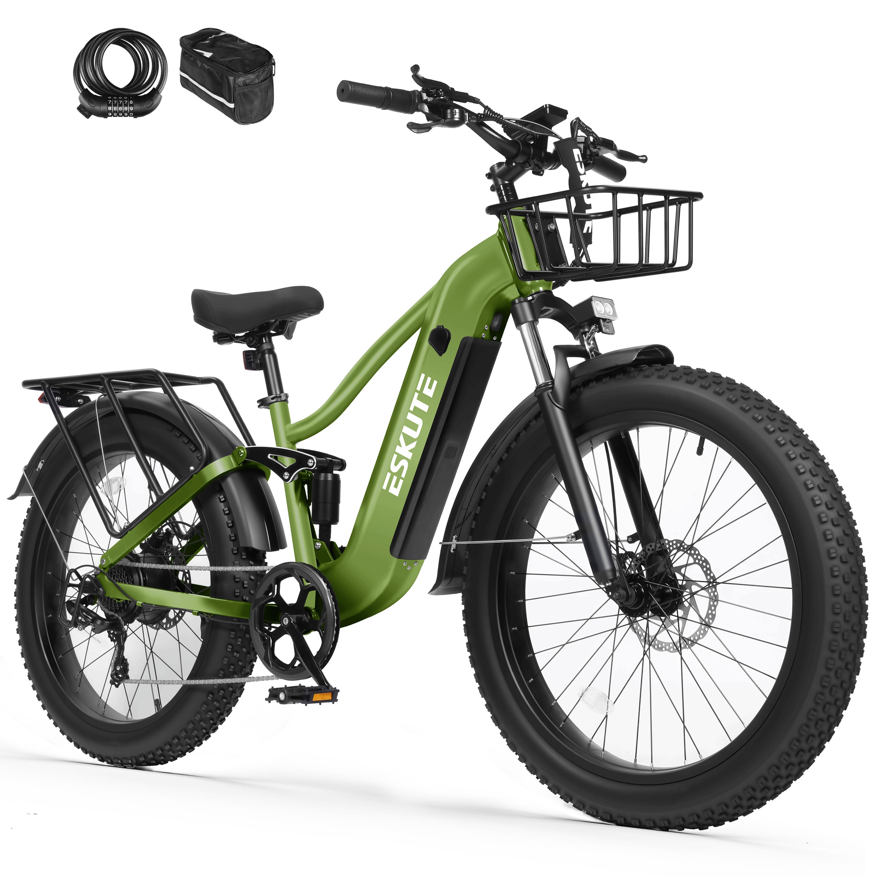 C300 Electric Bike for Adults, 1500W Peak Motor, 32MPH Fast Ebike, 48V 20.8Ah Battery Up to 80 Miles, 26"x4.0" Fat Tire, Full Suspension, 8-Speed Black