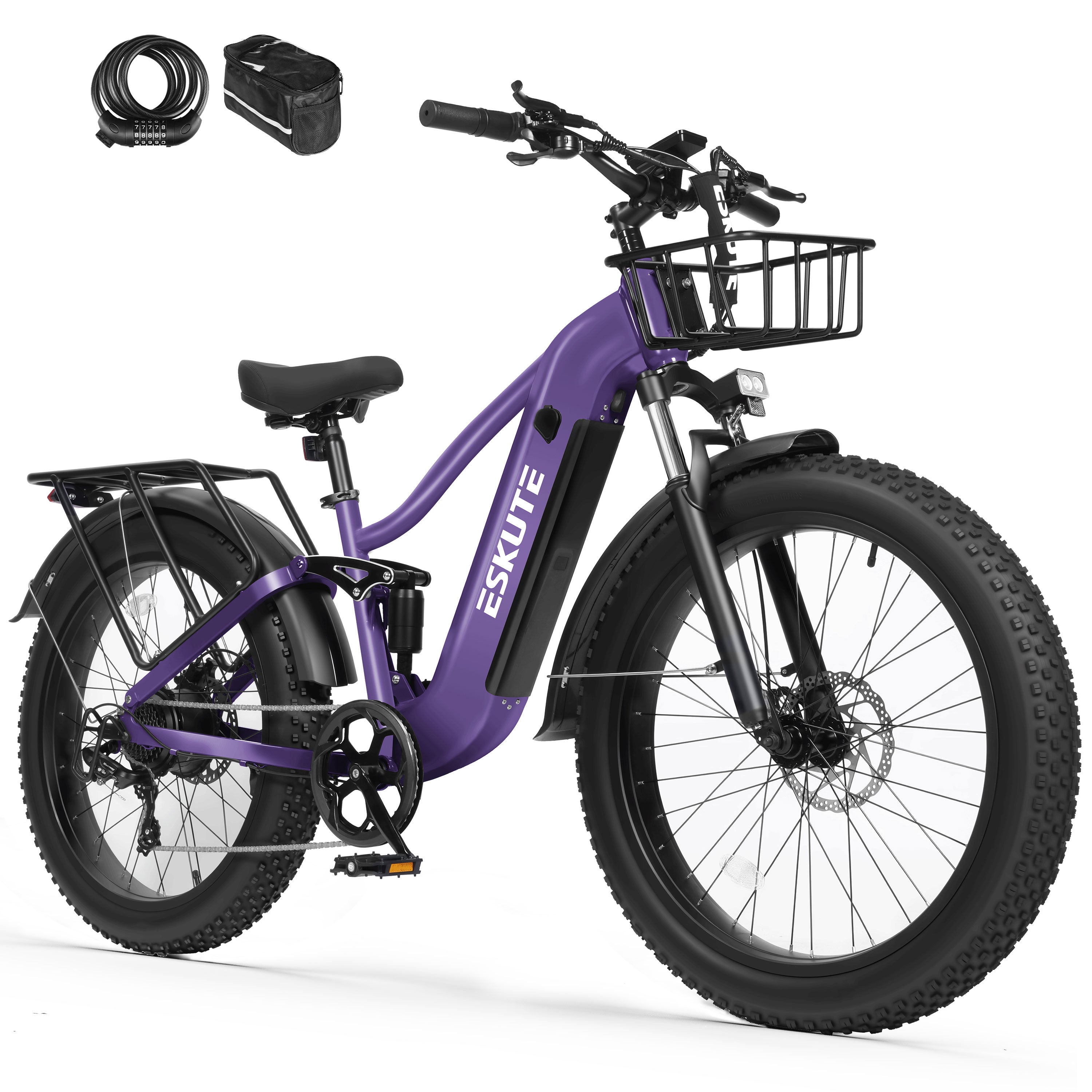 C300 Electric Bike for Adults, 1500W Peak Motor, 32MPH Fast Ebike, 48V 20.8Ah Battery Up to 80 Miles, 26"x4.0" Fat Tire, Full Suspension, 8-Speed Black