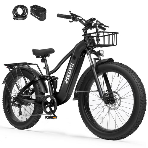 C300 Electric Bike for Adults, 1500W Peak Motor, 32MPH Fast Ebike, 48V 20.8Ah Battery Up to 80 Miles, 26"x4.0" Fat Tire, Full Suspension, 8-Speed Black
