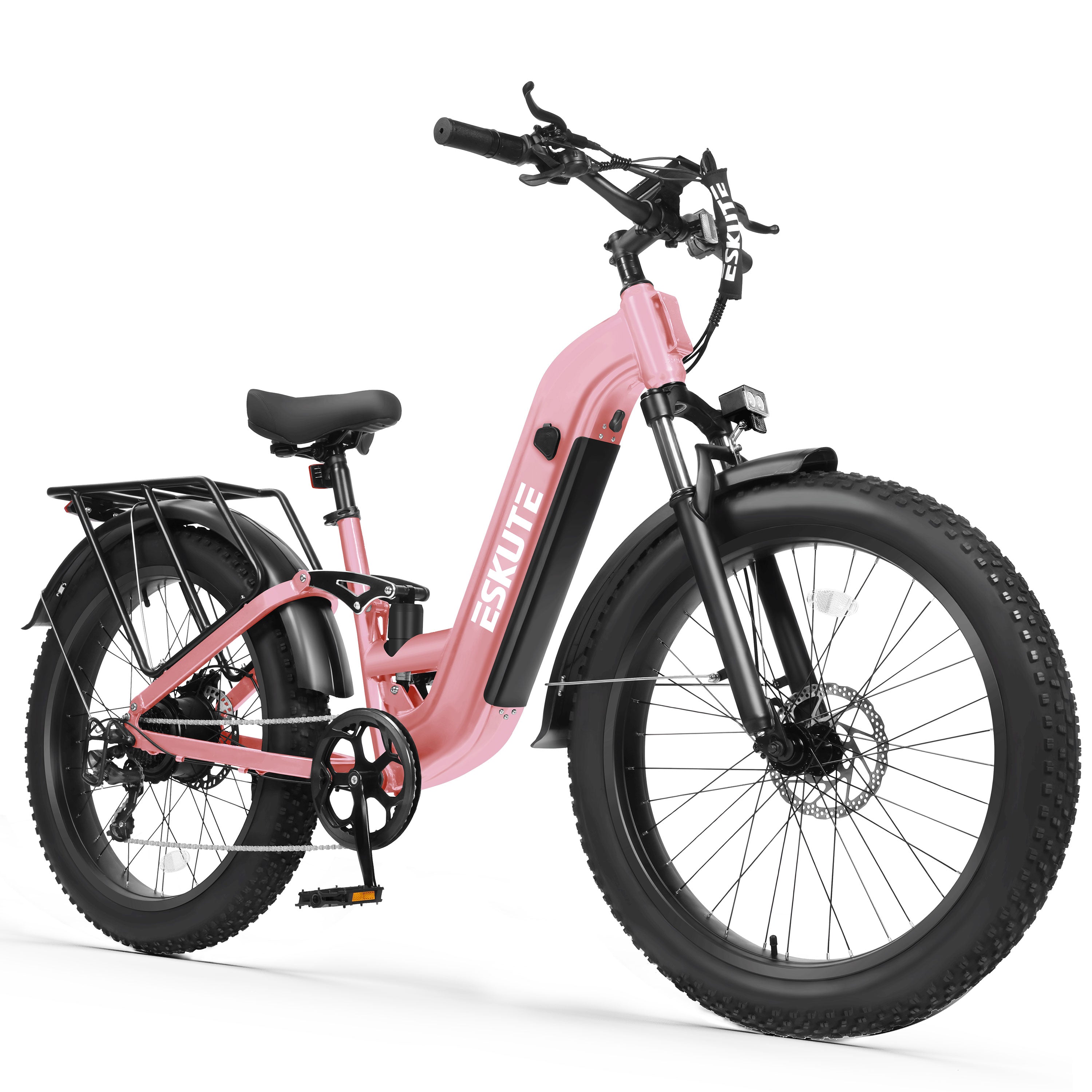 C300 1500W Electric Bike for Adults, 48V 20.8Ah Battery, 32MPH, 80 Miles Range, 26"x4.0" Fat Tire Step-Thru Ebike, Full Suspension Electric Bicycle, 8-Speed Black