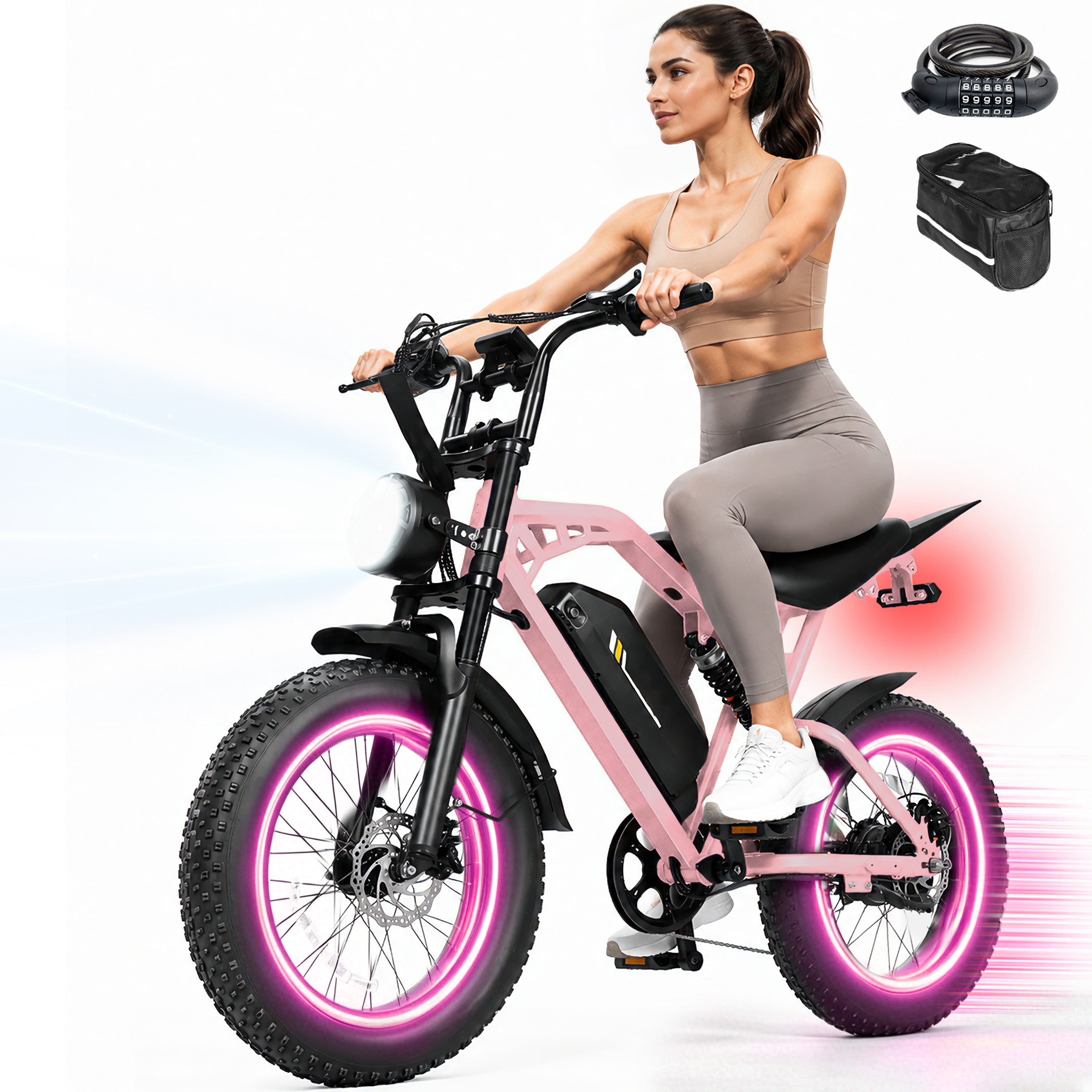 V200D Electric Bike for Adults & Teens, 29MPH, 80 Miles Range, 48V 20.8Ah Battery, 20" x 4.0 Fat Tire, Dual Suspension, 7-Speed Off-Road Ebike Black