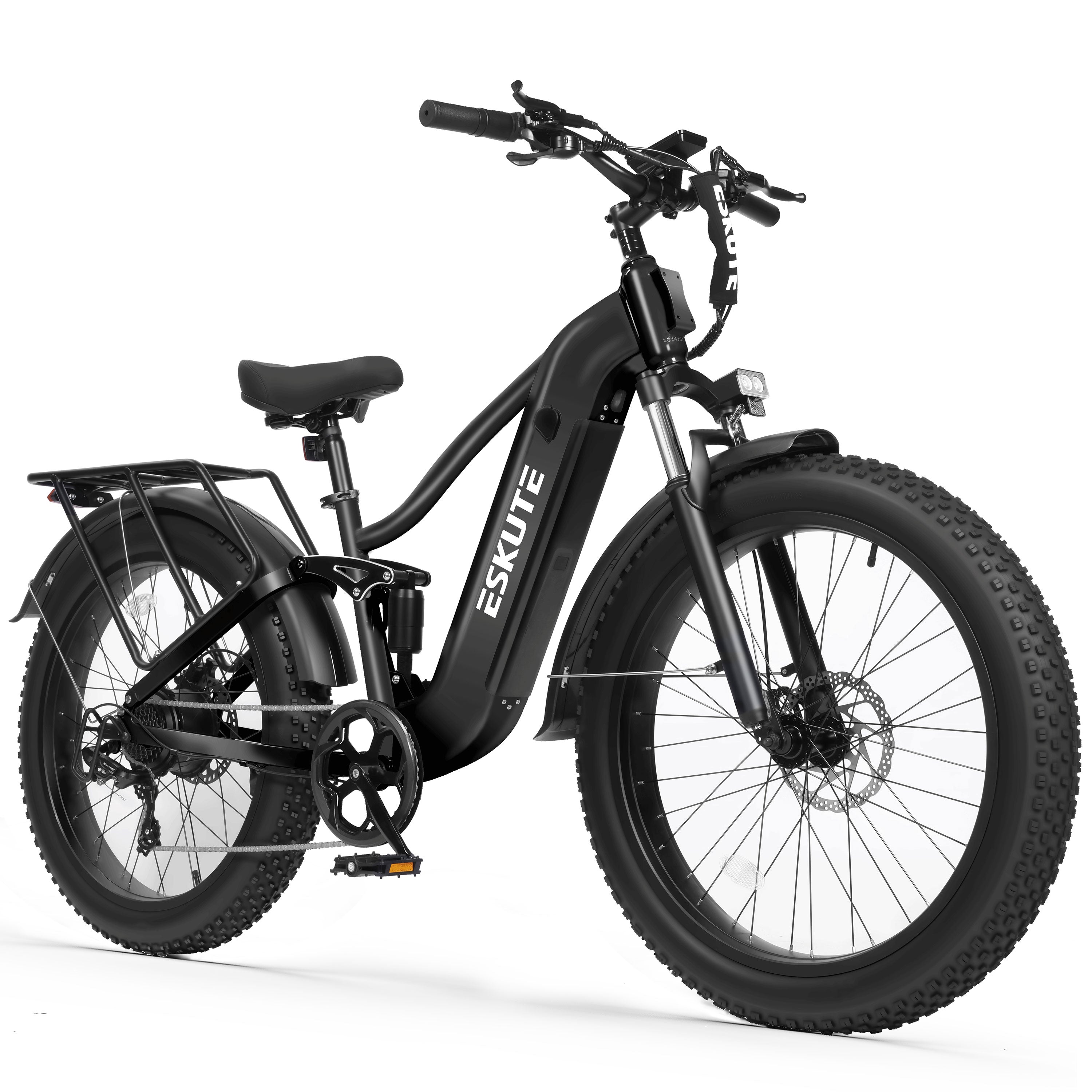 C300 Electric Bike for Adults, 1500W Peak Motor, 32MPH Fast Ebike, 48V 20.8Ah Battery Up to 80 Miles, 26"x4.0" Fat Tire, Full Suspension, 8-Speed Black