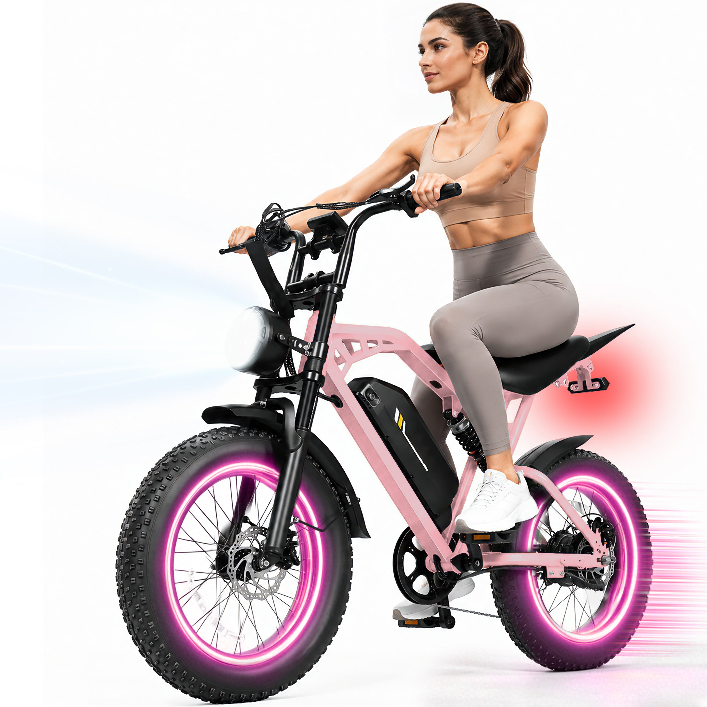 V200D Electric Bike for Adults & Teens, 29MPH, 80 Miles Range, 48V 20.8Ah Battery, 20" x 4.0 Fat Tire, Dual Suspension, 7-Speed Off-Road Ebike Black