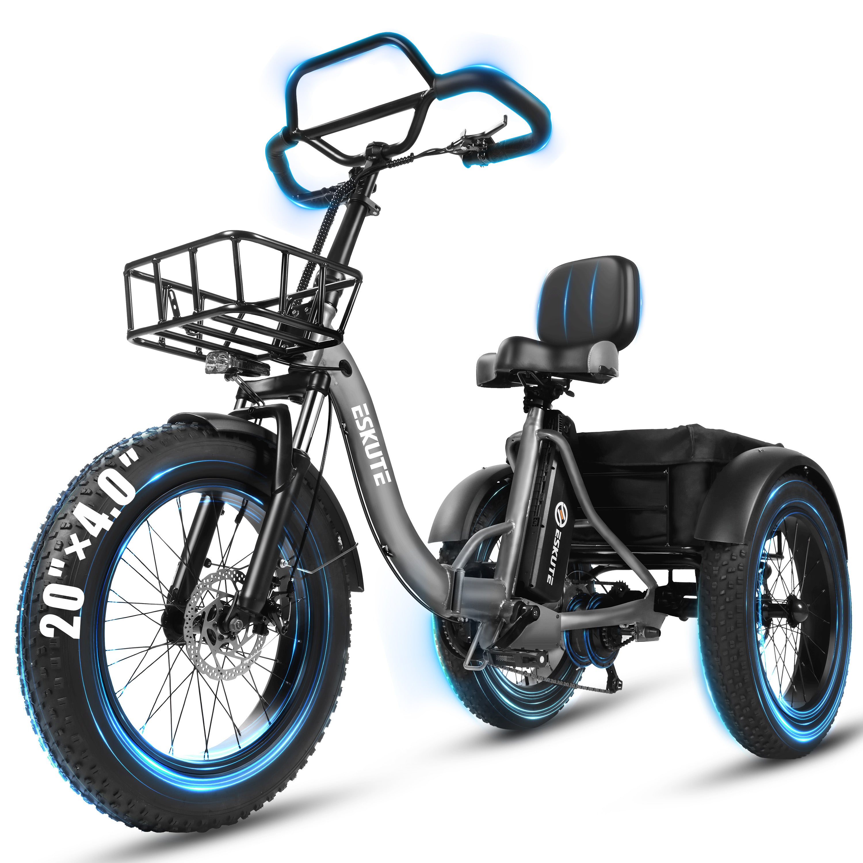 T300 Pro Electric Tricycle for Adults, E Trike, 1200W Peak Motor, 998.4Wh Battery, 20" x 4.0" Fat Tires, Foldable 3 Wheel Electric Bike, Stable Ride for Seniors & Parents Black