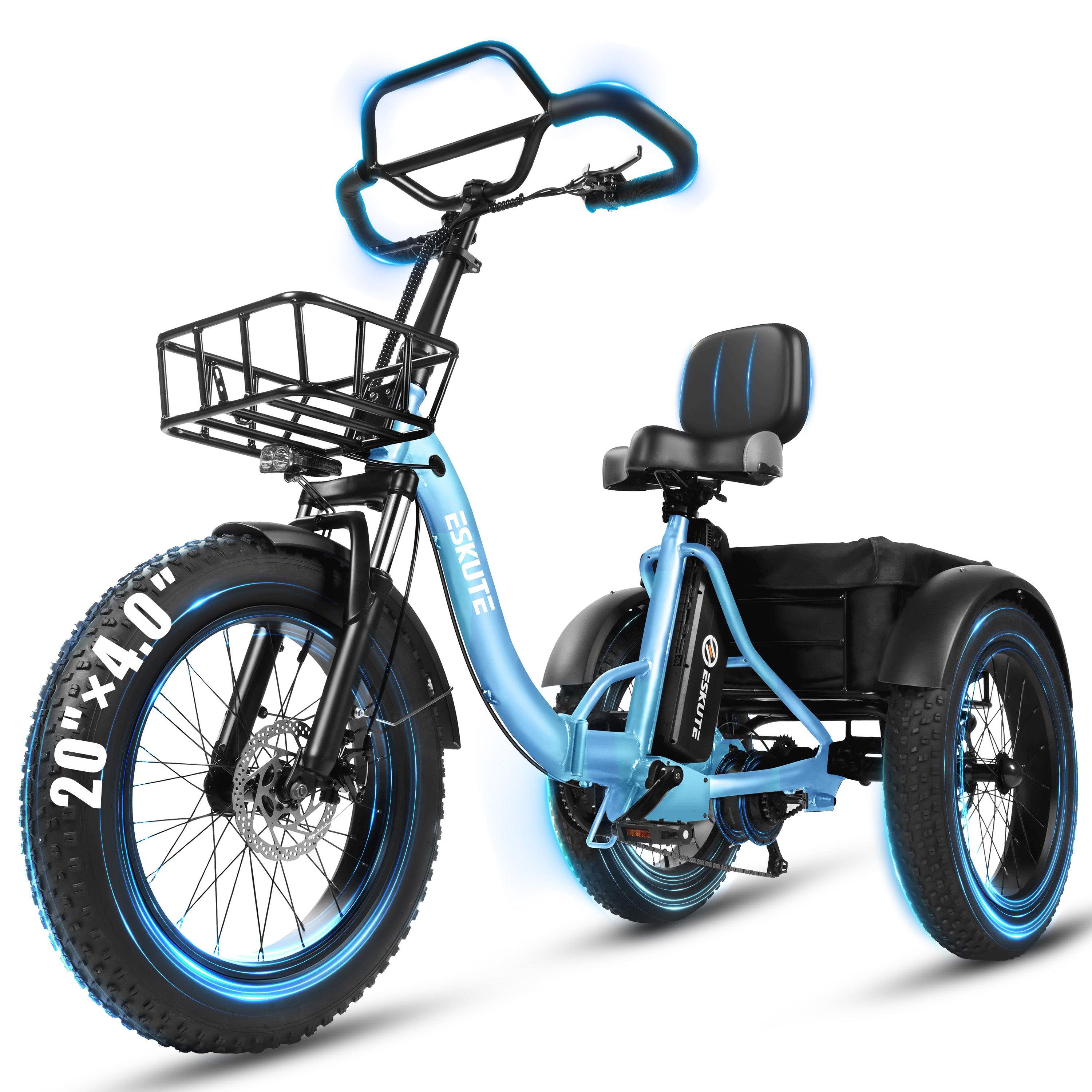 T300 Pro Electric Tricycle for Adults, E Trike, 1200W Peak Motor, 998.4Wh Battery, 20" x 4.0" Fat Tires, Foldable 3 Wheel Electric Bike, Stable Ride for Seniors & Parents Black