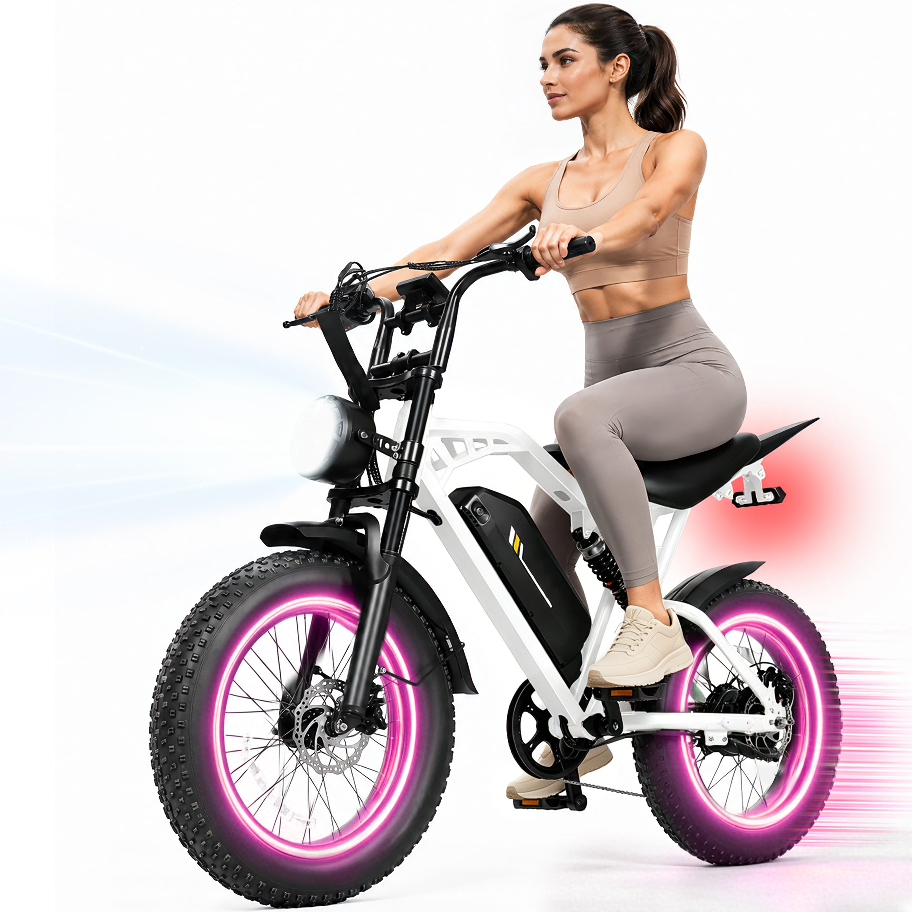 V200D Electric Bike for Adults & Teens, 29MPH, 80 Miles Range, 48V 20.8Ah Battery, 20" x 4.0 Fat Tire, Dual Suspension, 7-Speed Off-Road Ebike Black