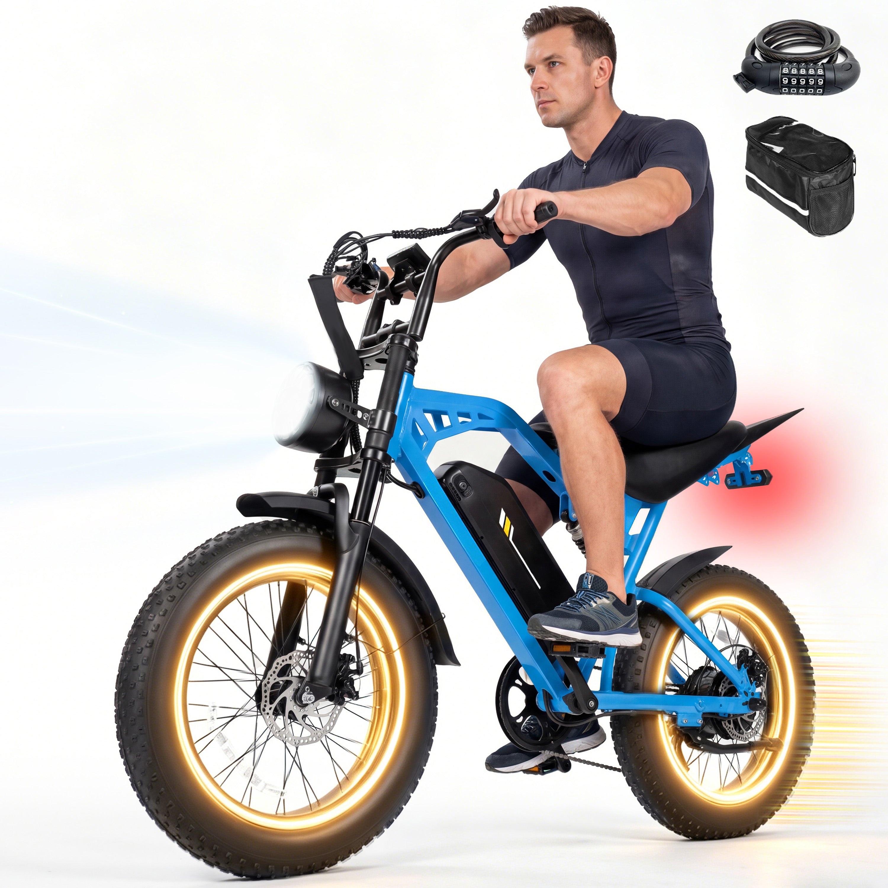 V200D Electric Bike for Adults & Teens, 29MPH, 80 Miles Range, 48V 20.8Ah Battery, 20" x 4.0 Fat Tire, Dual Suspension, 7-Speed Off-Road Ebike Black