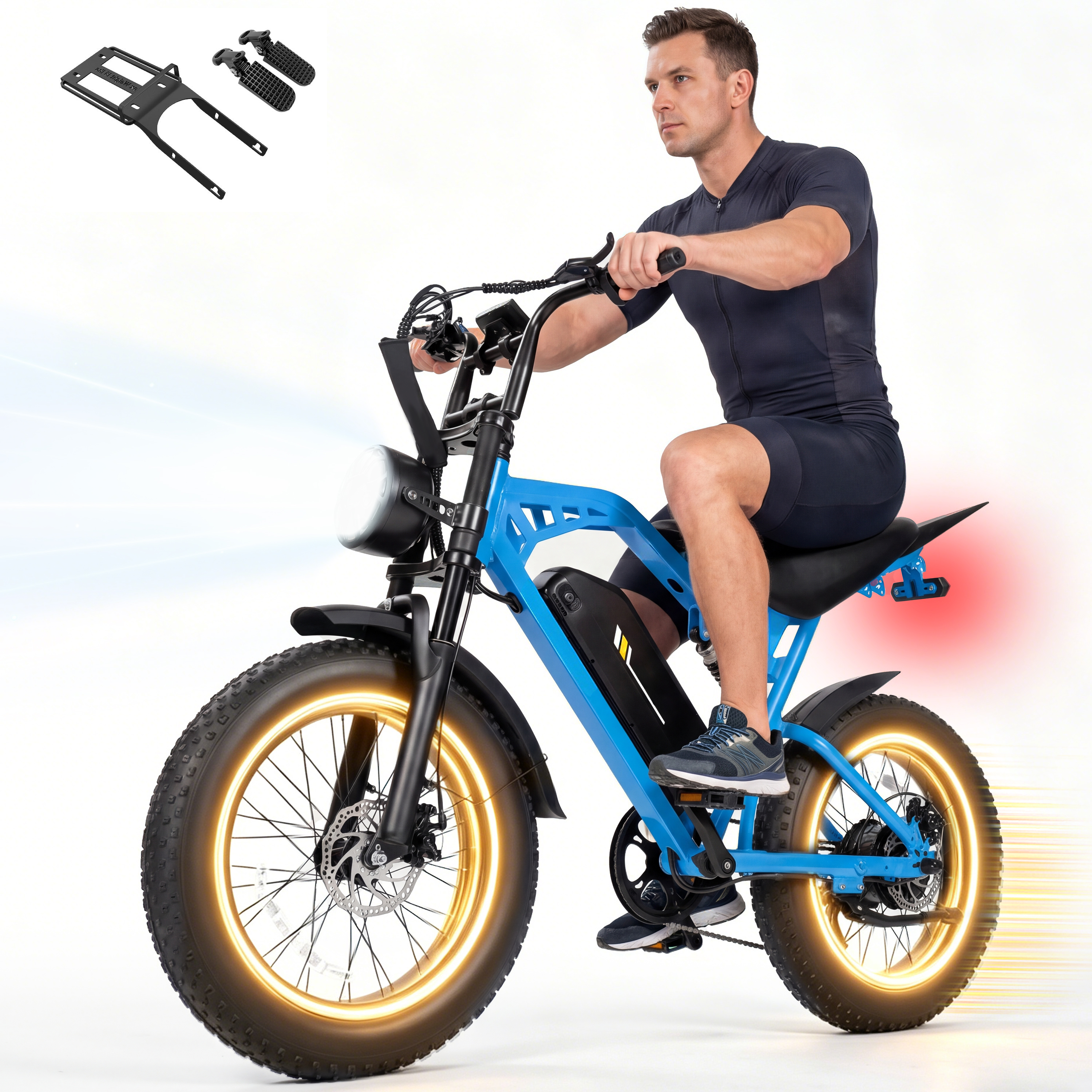 V200D Electric Bike for Adults & Teens, 29MPH, 80 Miles Range, 48V 20.8Ah Battery, 20" x 4.0 Fat Tire, Dual Suspension, 7-Speed Off-Road Ebike Black