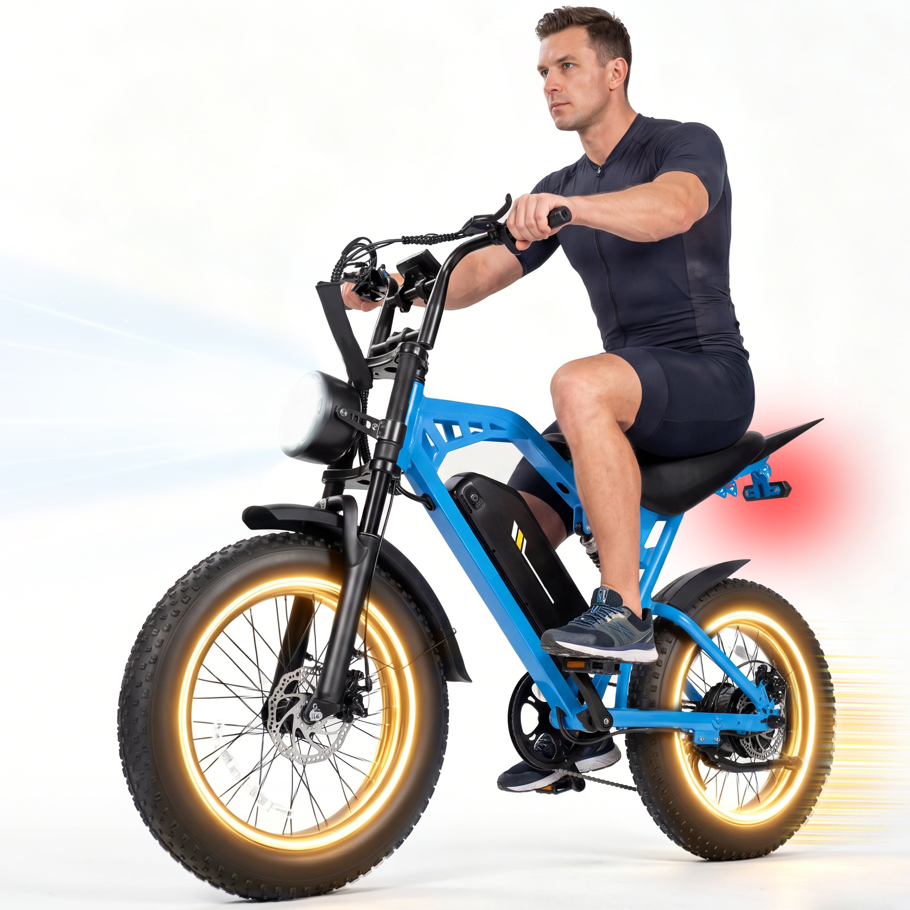 V200D Electric Bike for Adults & Teens, 29MPH, 80 Miles Range, 48V 20.8Ah Battery, 20" x 4.0 Fat Tire, Dual Suspension, 7-Speed Off-Road Ebike Black