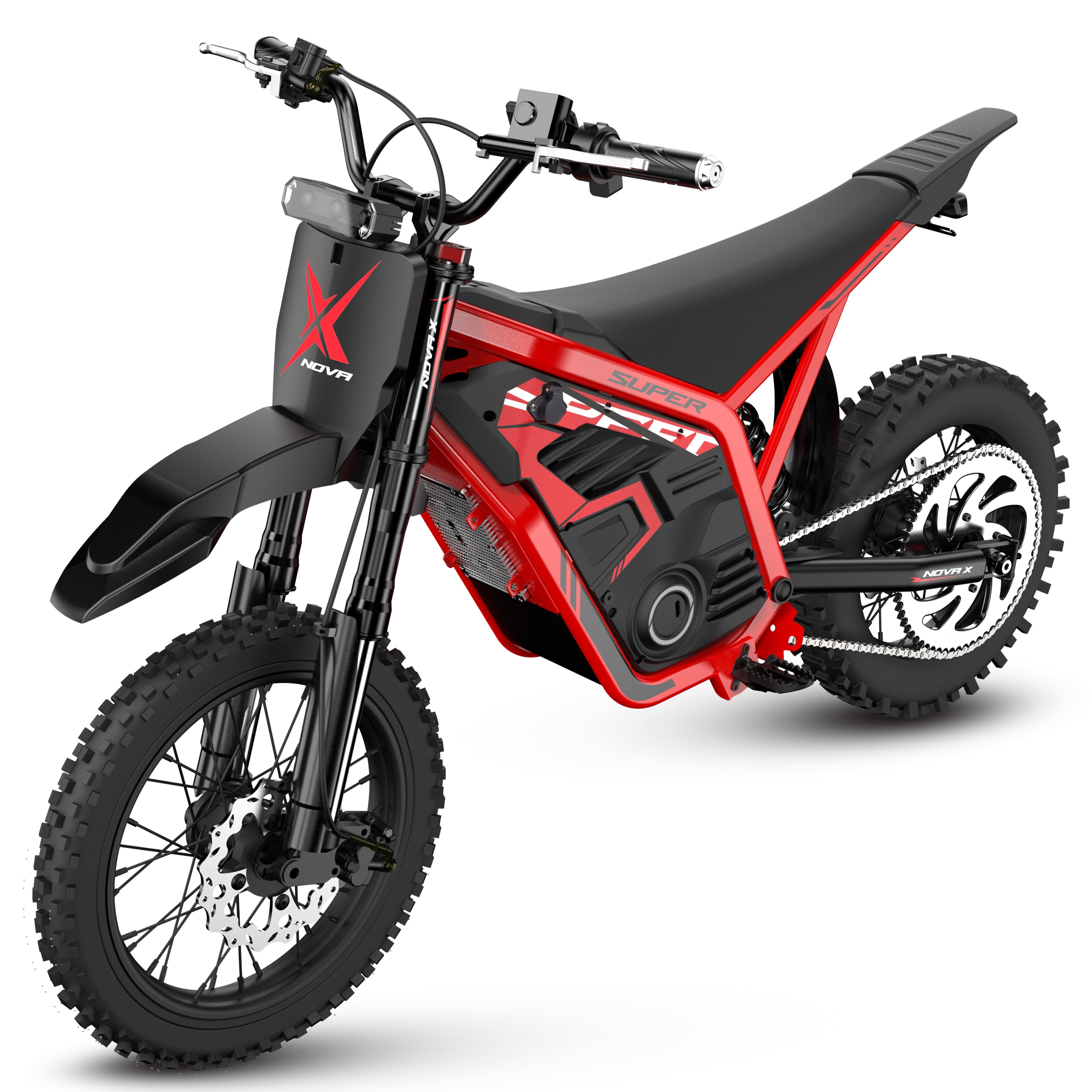 NOVA X 4000W Electric Dirt Bike for Adults/Teens, 46MPH Fast Electric Motorcycle, 48V 22.8Ah Long Range Battery, Full Suspension, Hydraulic Brakes,Black