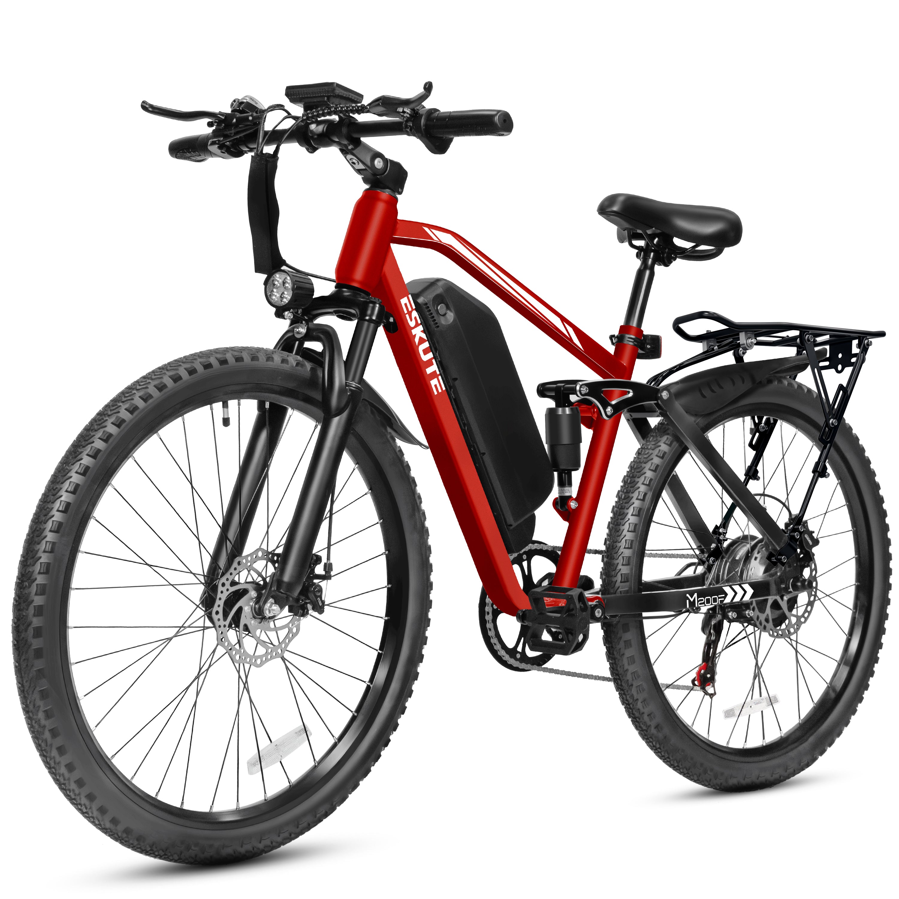 ESKUTE M200F Electric Bike for Adults, 27.5" Mountain E-Bike, 1500W Peak Brushless Motor 20+ MPH, 48V 20.8Ah Up to 80 Miles Range, Full Suspension Step-Over Electric Bicycle Black