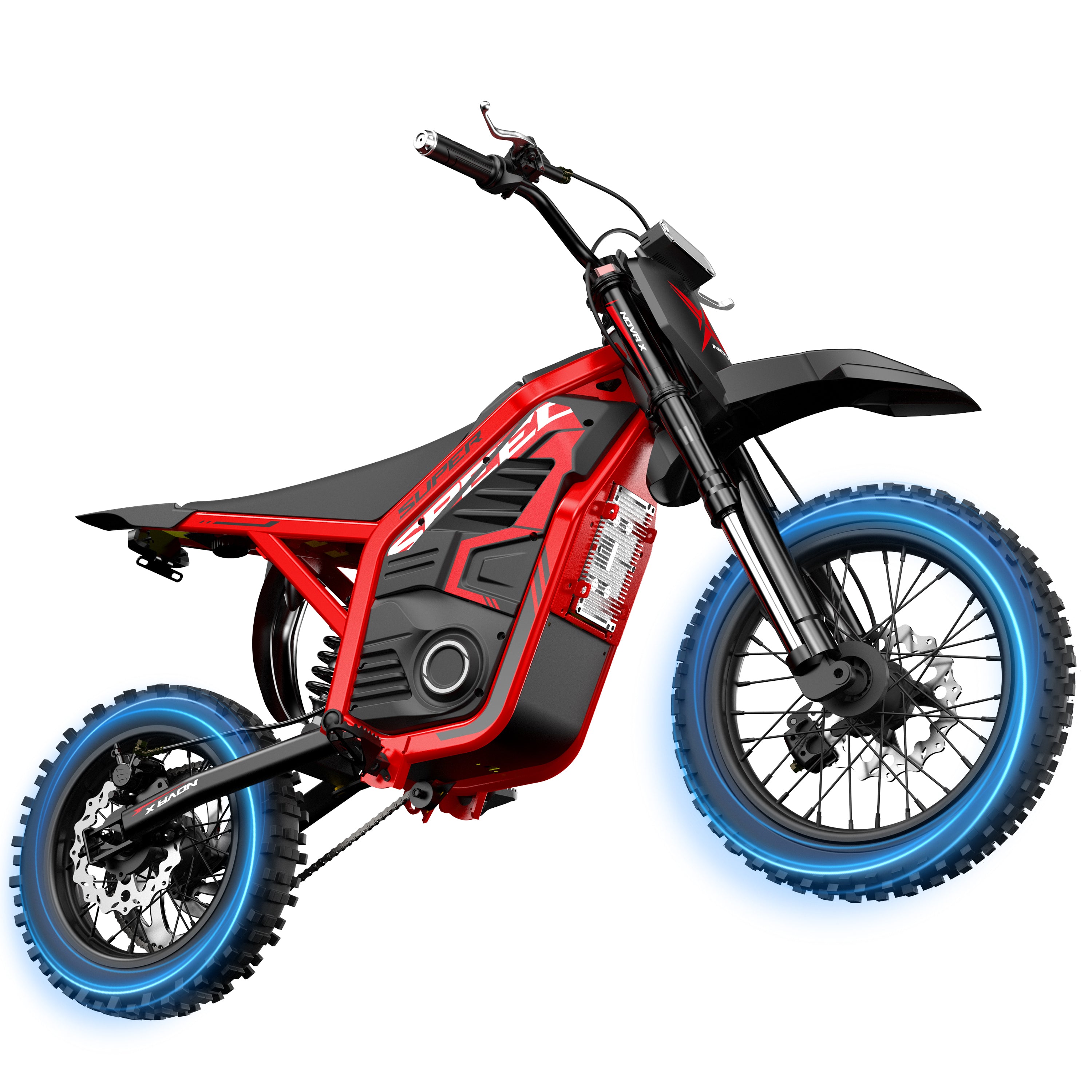ESKUTE NovaX Electric Dirt Bike for Teens & Adults, 4000W Peak Mid-Drive Motor, 35-46 MPH Off-Road E-Bike, 48V 22.8Ah Battery, 14"/12" Wheels, Hydraulic Dual Shock Suspension Red