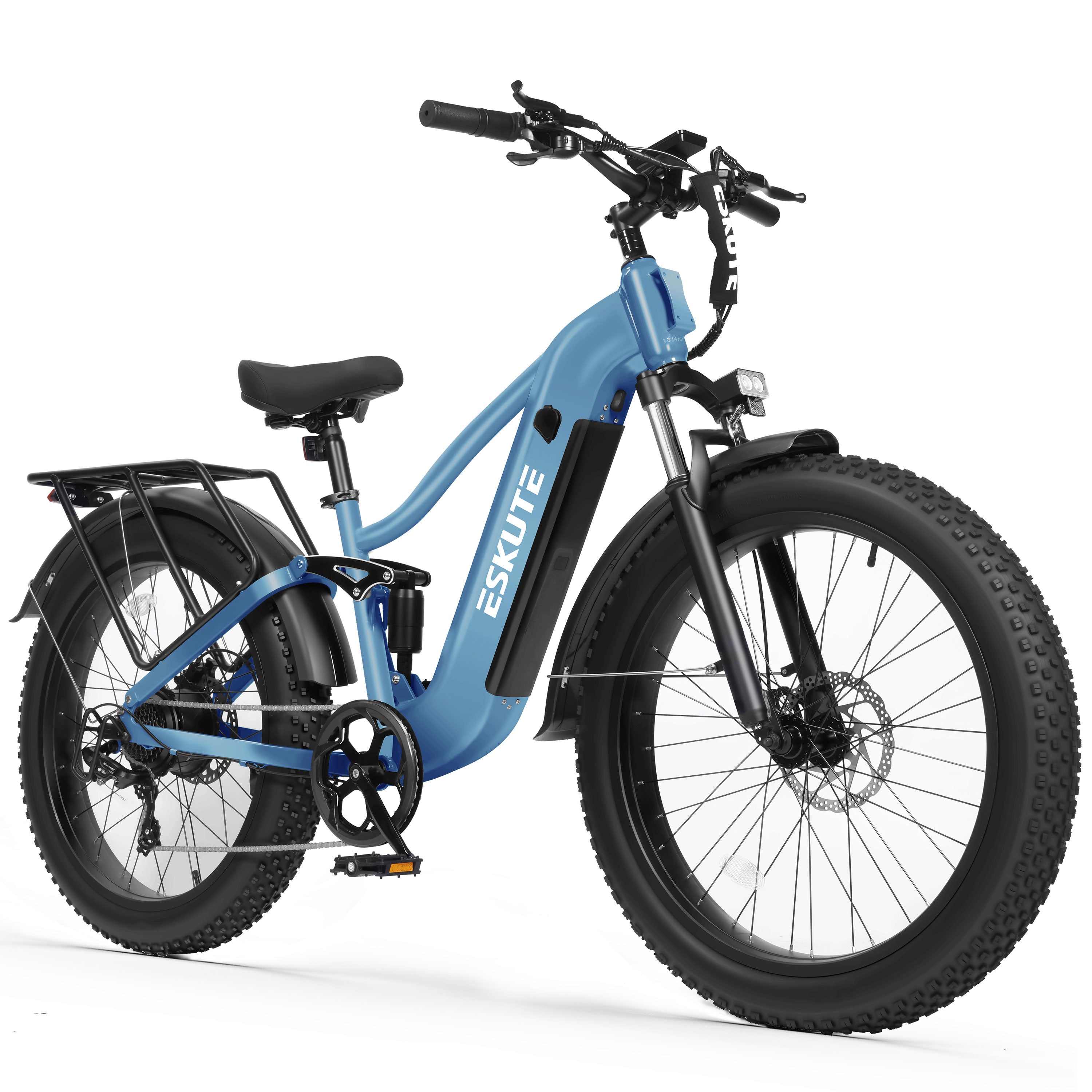 C300 Electric Bike for Adults, 1500W Peak Motor, 32MPH Fast Ebike, 48V 20.8Ah Battery Up to 80 Miles, 26"x4.0" Fat Tire, Full Suspension, 8-Speed Black