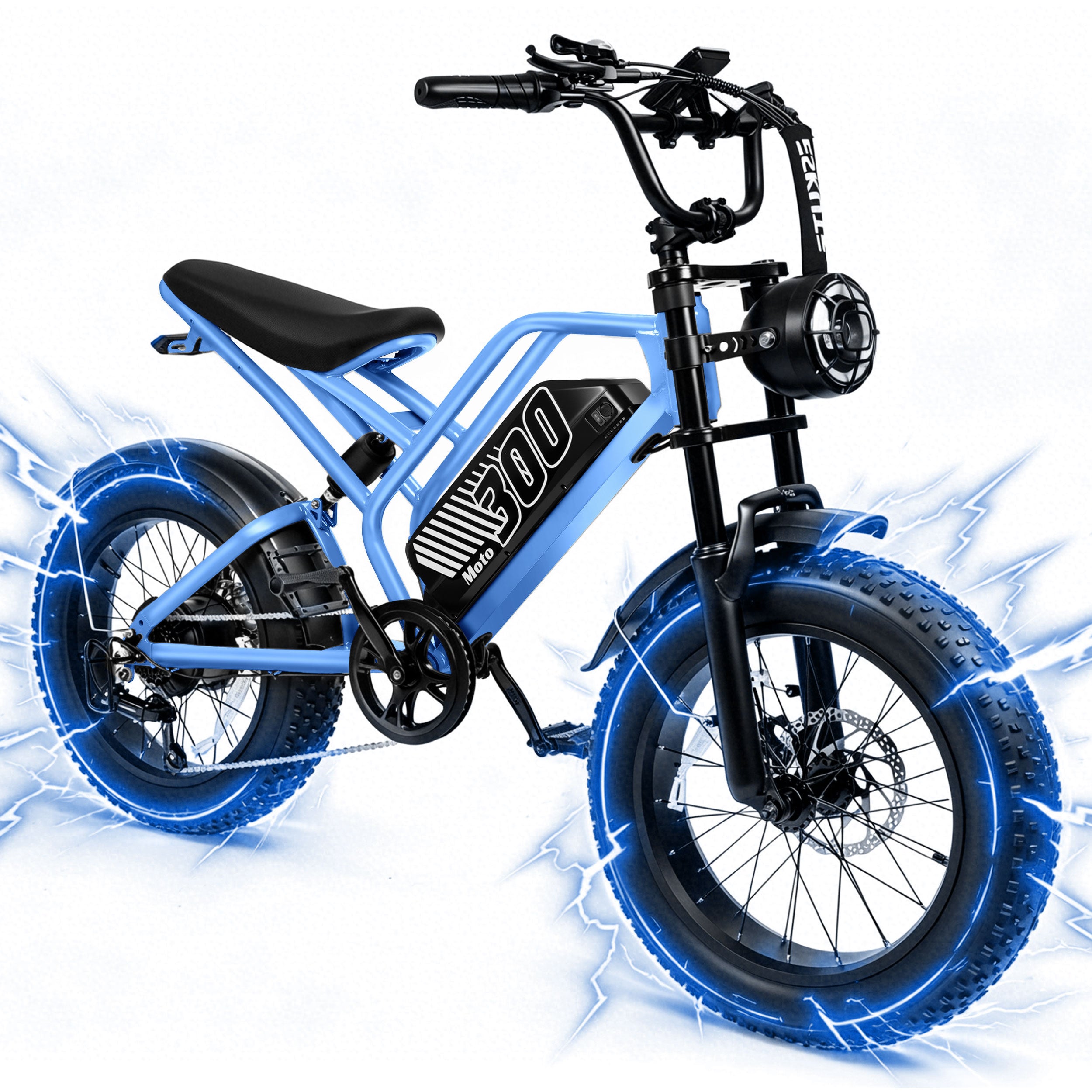 V300 Electric Dirt Bike for Adults & Teens, 1500W Motor, 35 MPH Max Speed, 52V 20.8Ah Removable Battery, 20" x 4.0" Fat Tires, 7-Speed, NFC Unlock Black