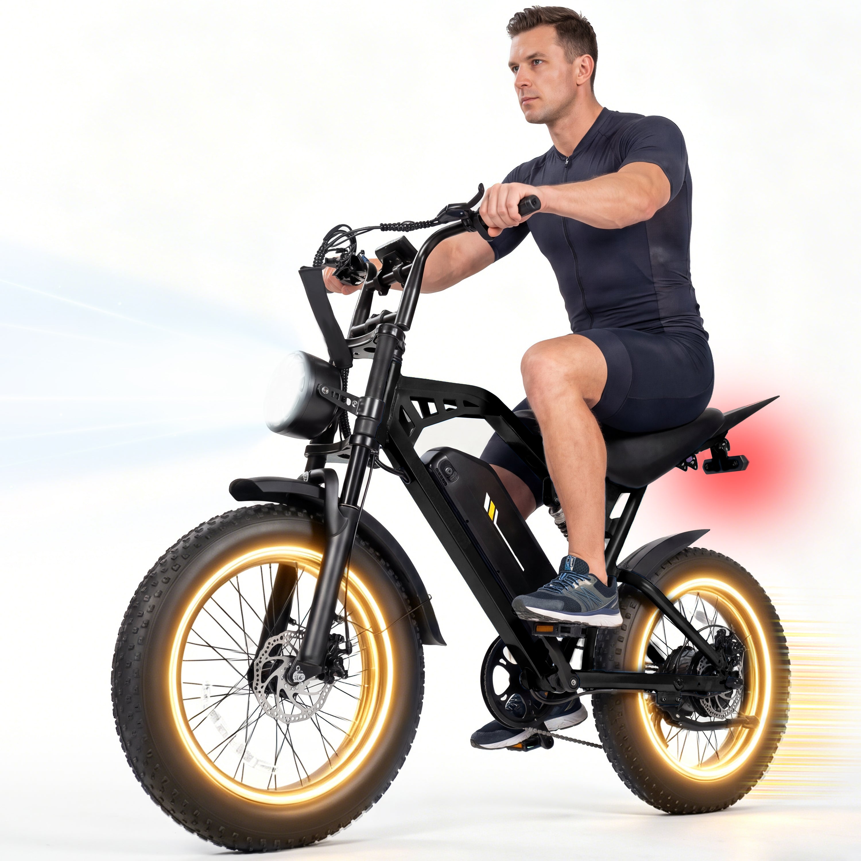 V200D Electric Bike for Adults & Teens, 29MPH, 80 Miles Range, 48V 20.8Ah Battery, 20" x 4.0 Fat Tire, Dual Suspension, 7-Speed Off-Road Ebike Black