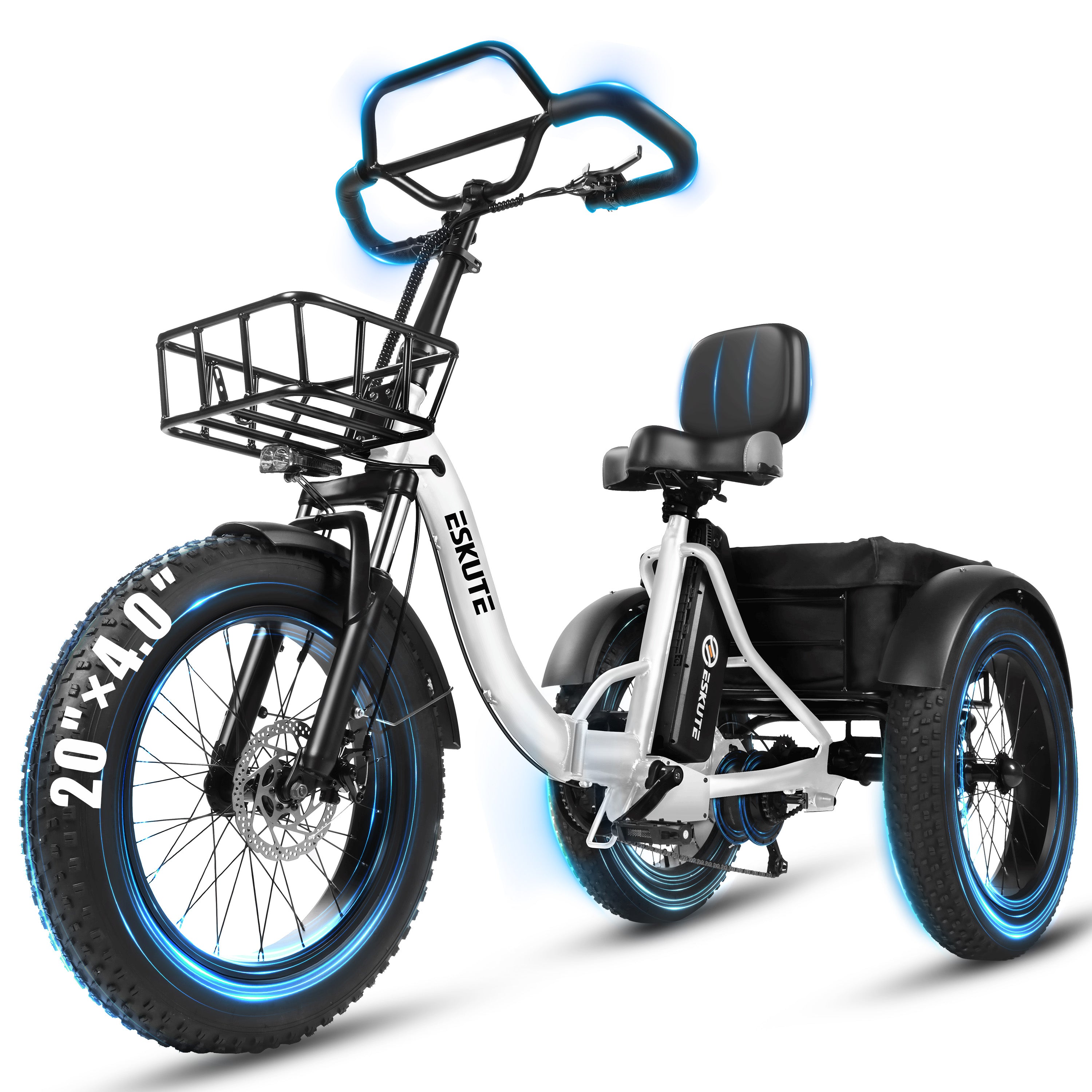 T300 Pro Electric Tricycle for Adults, E Trike, 1200W Peak Motor, 998.4Wh Battery, 20" x 4.0" Fat Tires, Foldable 3 Wheel Electric Bike, Stable Ride for Seniors & Parents Black