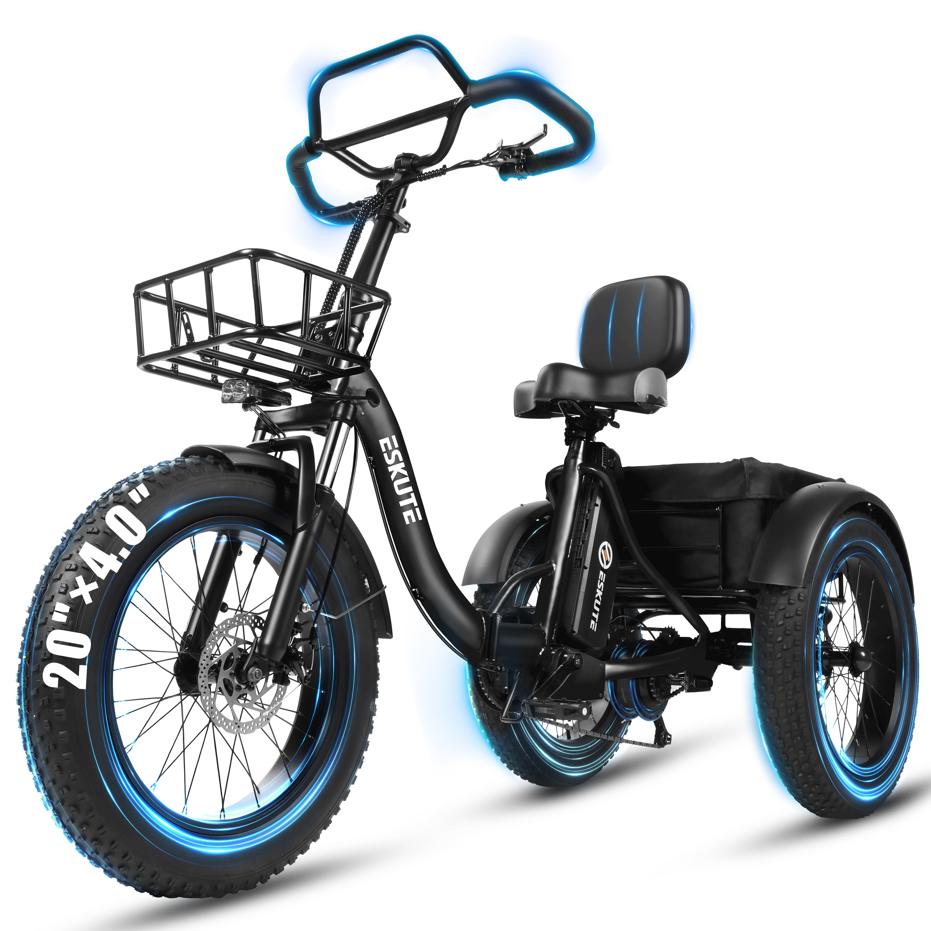 T300 Pro Electric Tricycle for Adults, E Trike, 1200W Peak Motor, 998.4Wh Battery, 20" x 4.0" Fat Tires, Foldable 3 Wheel Electric Bike, Stable Ride for Seniors & Parents Black