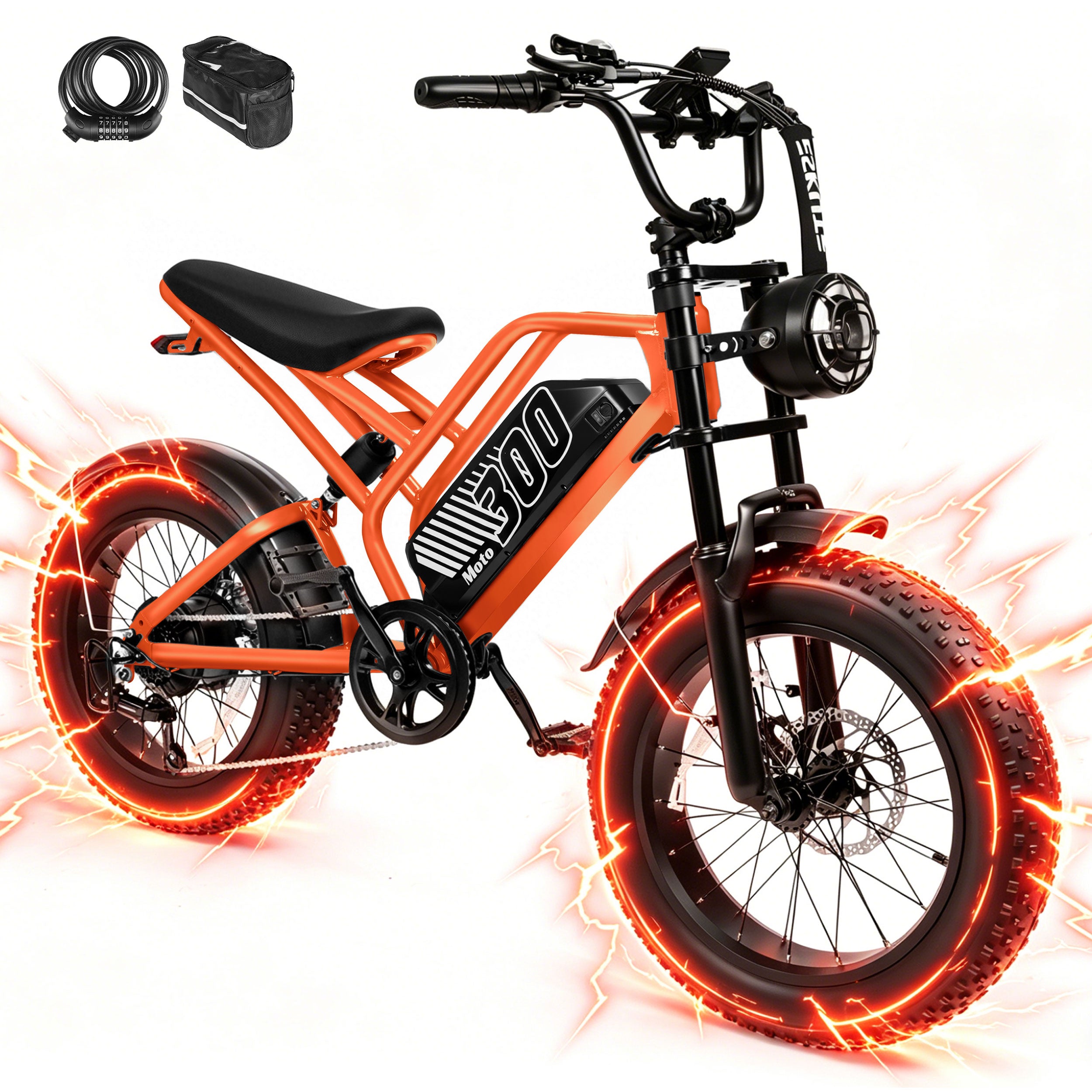 V300 Electric Dirt Bike for Adults & Teens, 1500W Motor, 35 MPH Max Speed, 52V 20.8Ah Removable Battery, 20" x 4.0" Fat Tires, 7-Speed, NFC Unlock Black