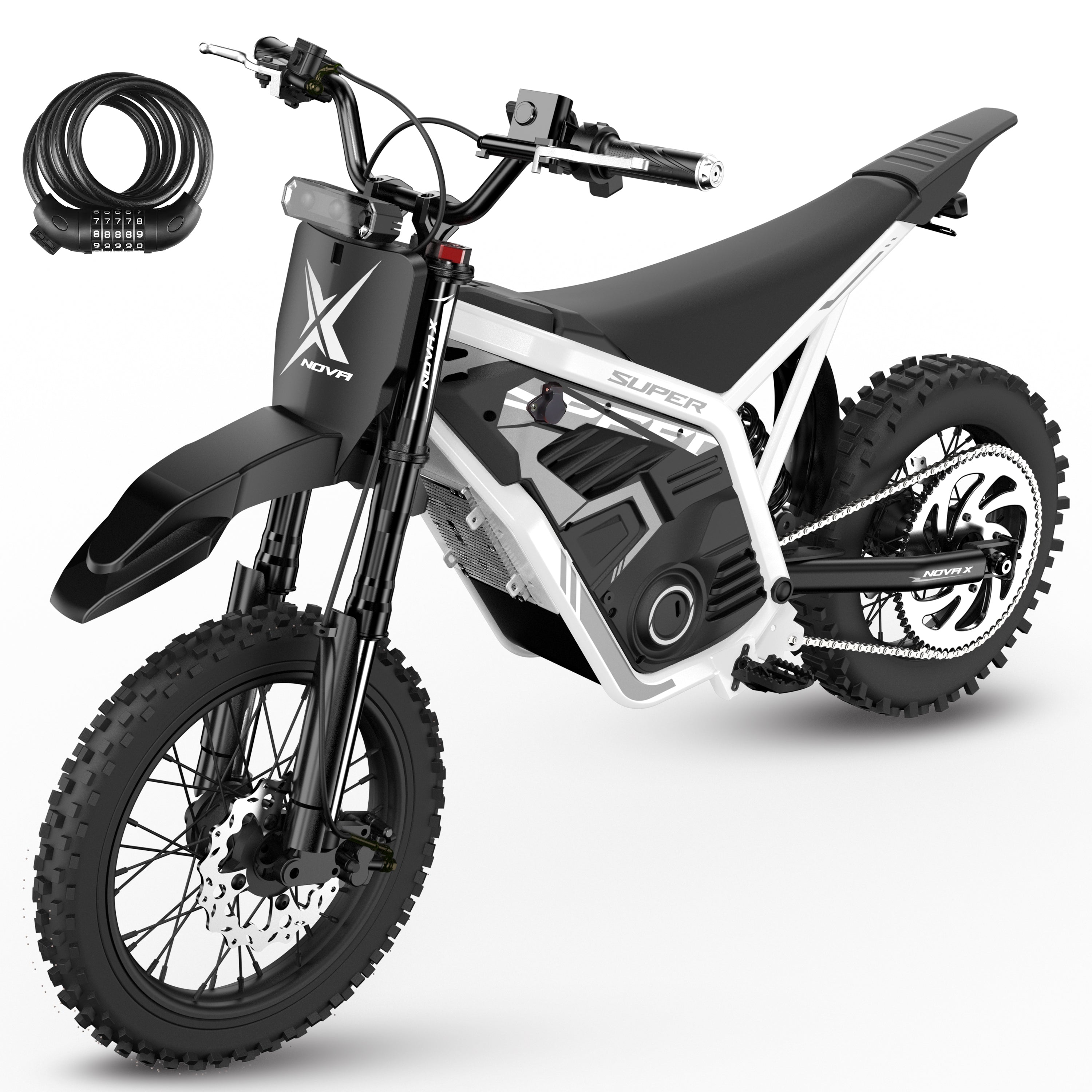 NOVA X 4000W Electric Dirt Bike for Adults/Teens, 46MPH Fast Electric Motorcycle, 48V 22.8Ah Long Range Battery, Full Suspension, Hydraulic Brakes,Black