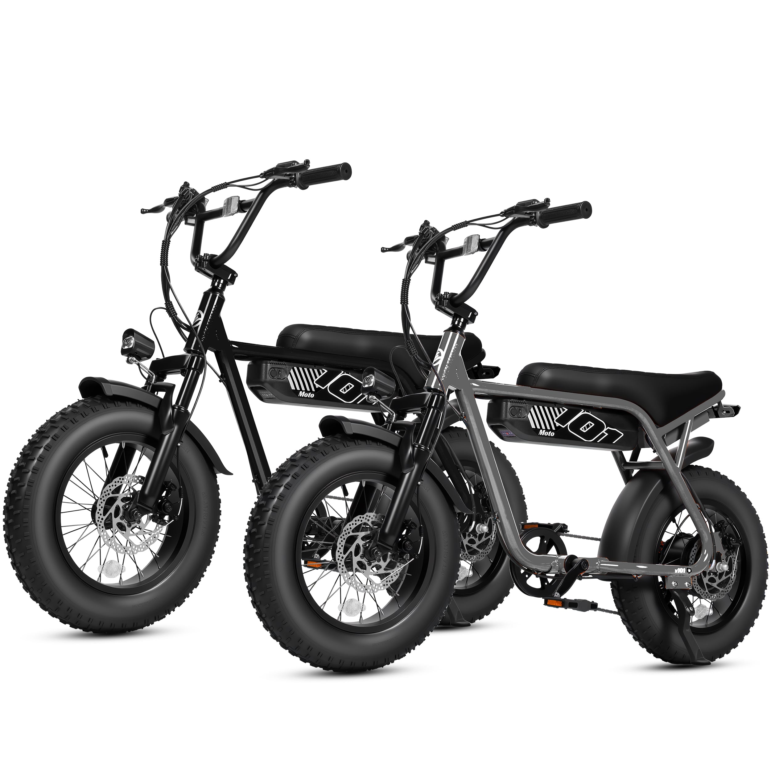 ESKUTE 2 Pcs V101 Electric Bike for Adults & Teens 750W Peak 1500W, 28MPH, 48V 13Ah Battery, 16"x4.0" Fat Tire E-Bike, 7-Speed, Front Suspension, All-Terrain Ebike Black & Black