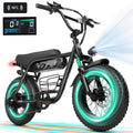 ESKUTE V201 Electric Bike for Adults & Teens 750W Peak 1500W, 30MPH, 48V 15Ah Battery, 20"x4.0" Fat Tire 7-Speed, Front Suspension, All-Terrain Ebike Black