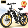 ESKUTE M300 Electric Bike for Adults, Full Suspension Fat Tire Mountain Ebike, 52V 20.8Ah Removable Battery, 1200W Motor, Up to 33MPH, 80 Miles Electric Bicycle Black
