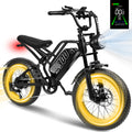 ESKUTE V300D Ebike for Adults, Up to 30MPH Electric Bicycle, Peak 1500W Motor, 52V Removable Battery, 20" x 4.0" Fat Tire E-Bike, Full Suspension, 7-Speed for All Terrain Black