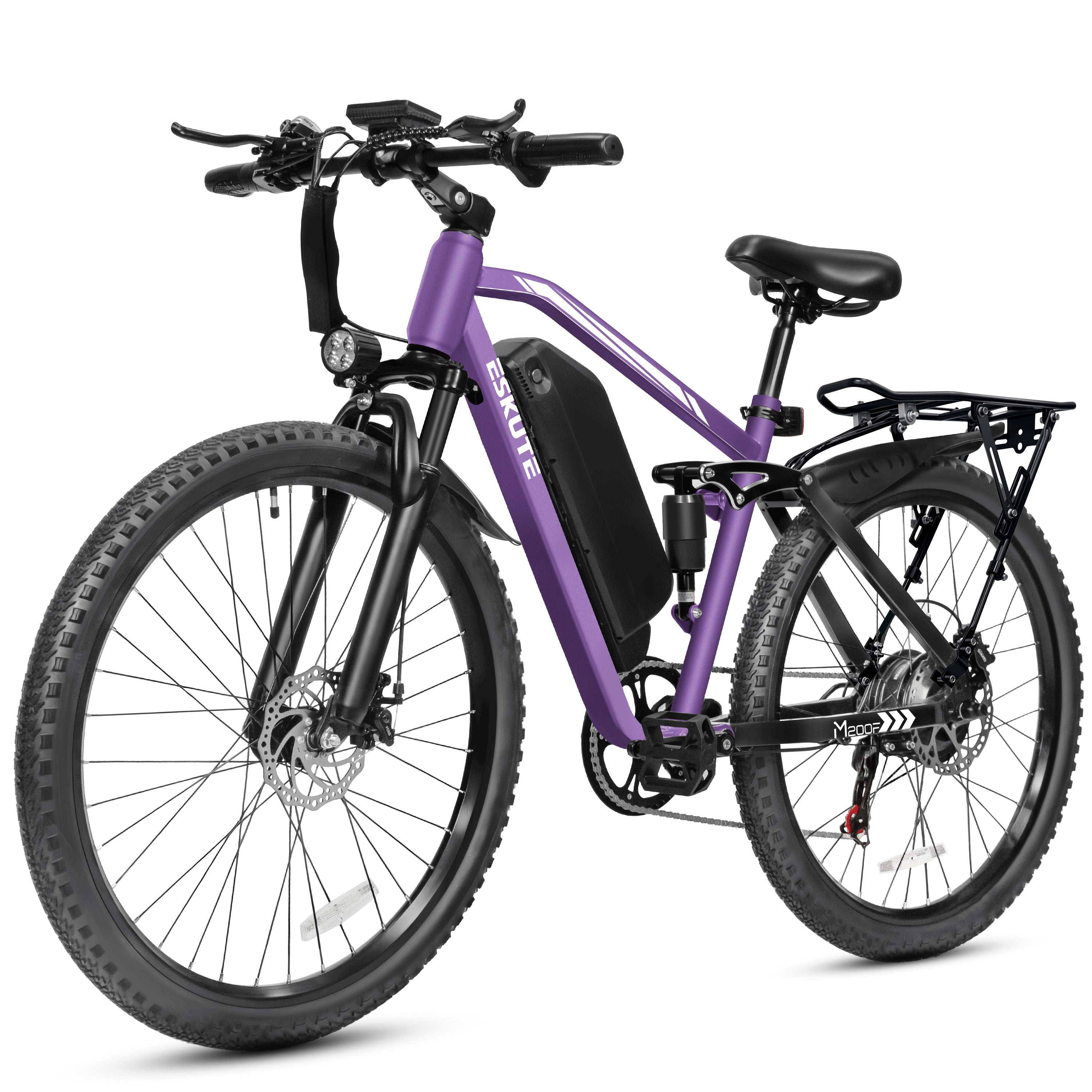 ESKUTE M200F Electric Bike for Adults, 27.5" Mountain E-Bike, 1500W Peak Brushless Motor 20+ MPH, 48V 20.8Ah Up to 80 Miles Range, Full Suspension Step-Over Electric Bicycle Black