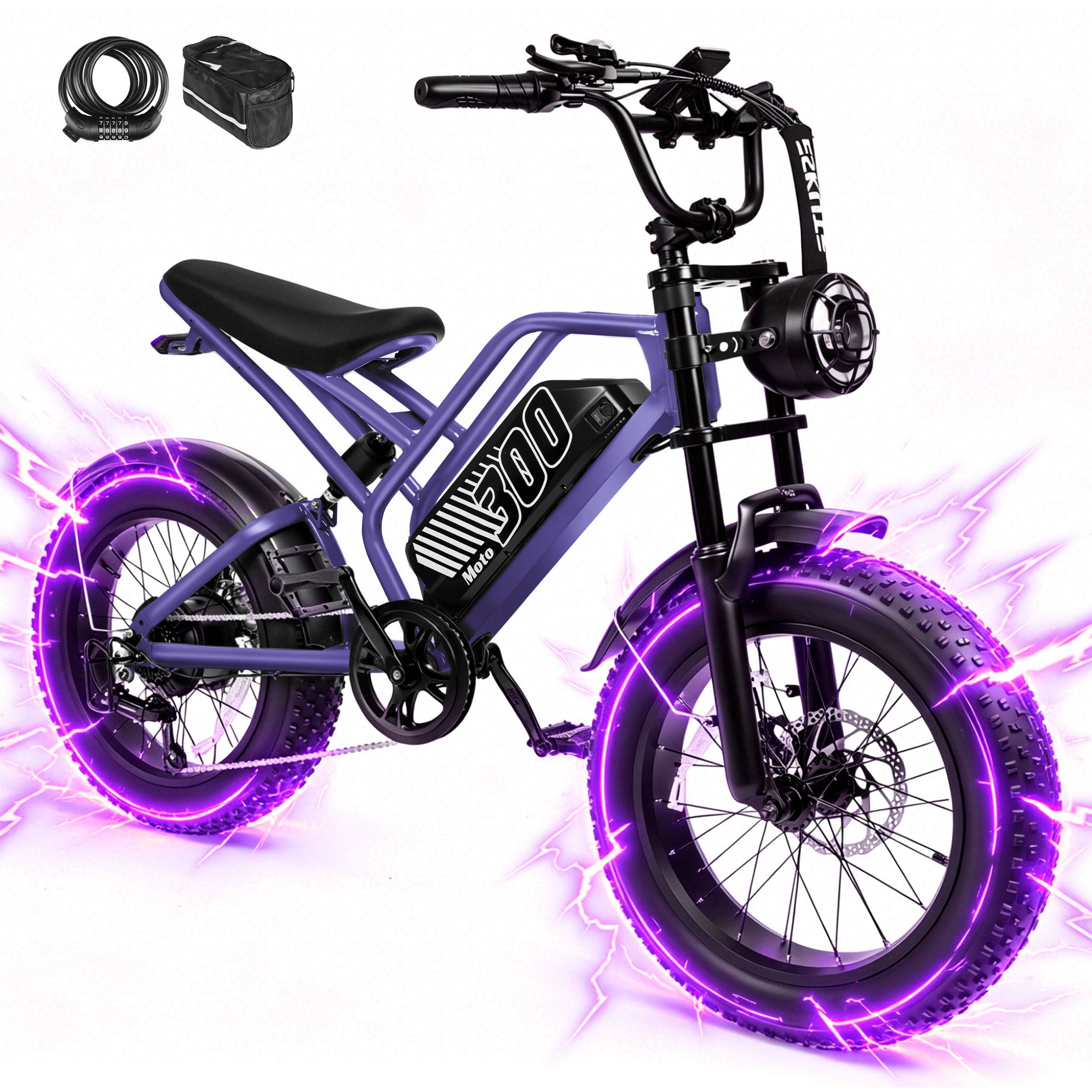 V300 Electric Dirt Bike for Adults & Teens, 1500W Motor, 35 MPH Max Speed, 52V 20.8Ah Removable Battery, 20" x 4.0" Fat Tires, 7-Speed, NFC Unlock Black