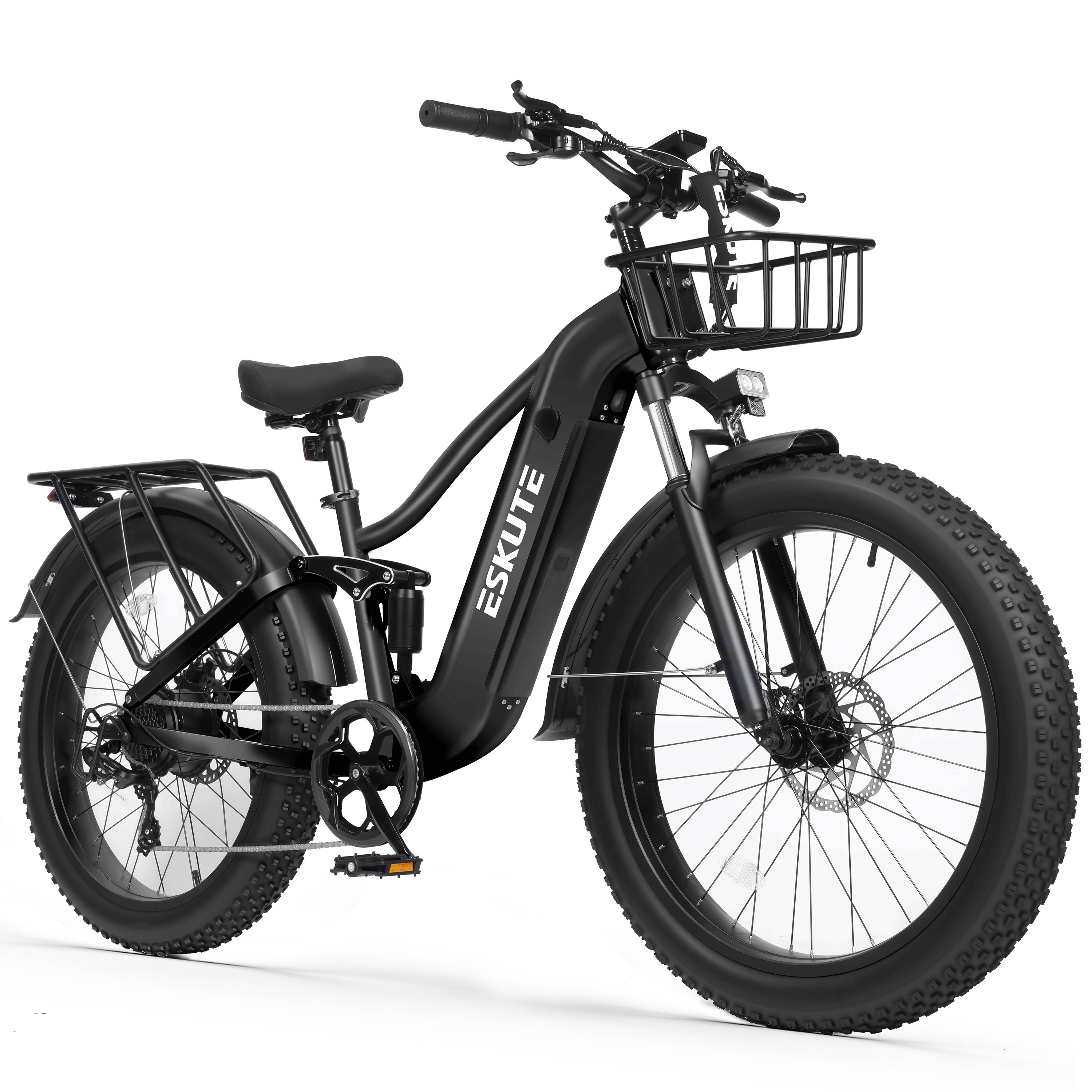 C300 Electric Bike for Adults, 1500W Peak Motor, 32MPH Fast Ebike, 48V 20.8Ah Battery Up to 80 Miles, 26"x4.0" Fat Tire, Full Suspension, 8-Speed Black