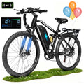 ESKUTE M200D Electric Mountain Bike for Adults, 27.5" Full Suspension E-Bike, 750W Brushless Motor, 20 MPH Speed, 48V 20.8Ah , 80 Miles Range, Step-Over Electric Bicycle Black