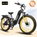 ESKUTE C300R 750W Electric Bike for Adults, 48V 20.8Ah Battery, 26"x4.0" Fat Tire Step-Thru Ebike, 20MPH, 80 Miles,Full Suspension Electric Bicycle, 8-Speed Black