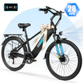 ESKUTE C200D 70-Mile Electric Bike for Adults, 840Wh Removable Battery, 1300W Peak Motor, Up to 28MPH, 26" Tires, 7-Speed Step-Over E-Bike Black