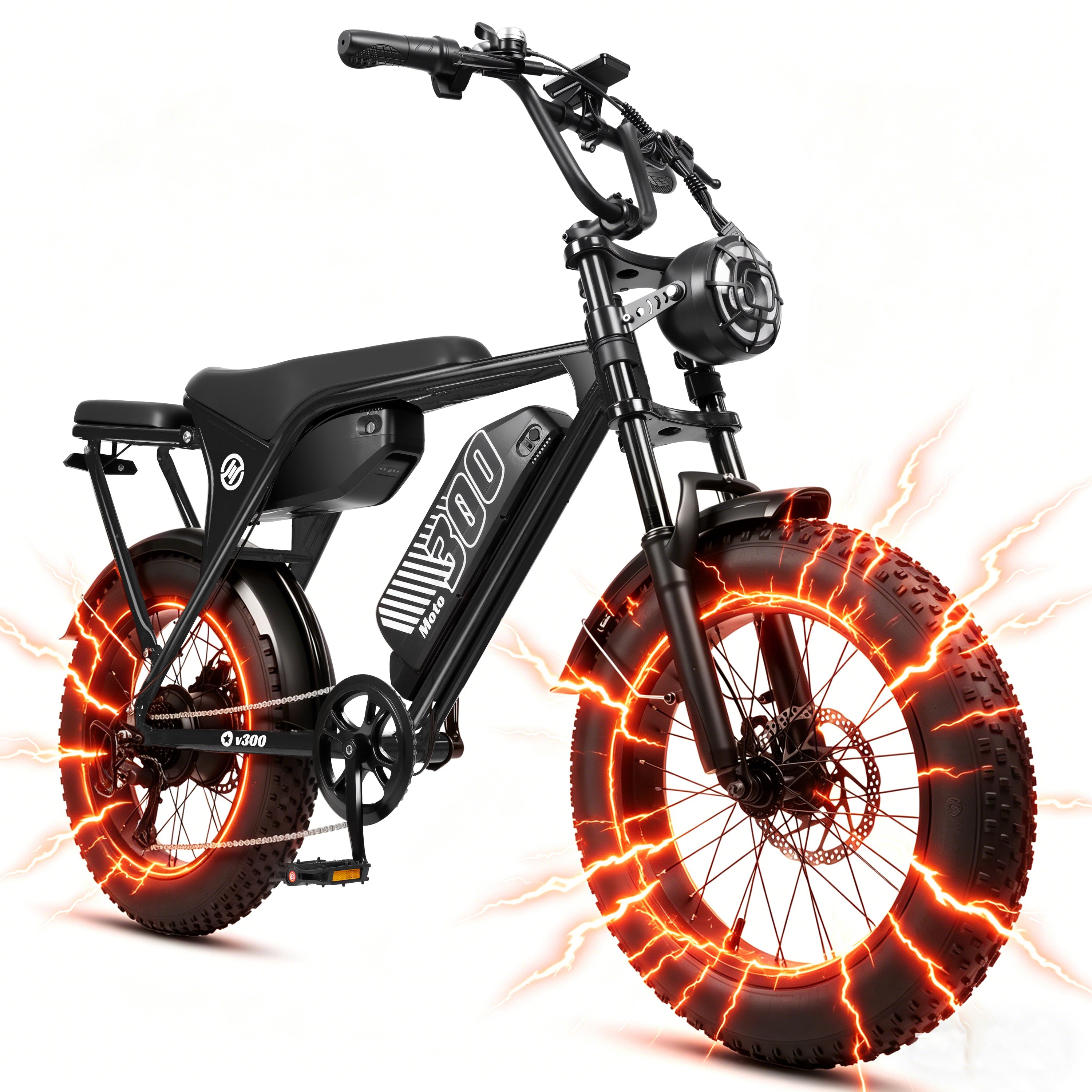 V300 Electric Dirt Bike for Adults & Teens, 1500W Motor, 35 MPH Max Speed, 52V 20.8Ah Removable Battery, 20" x 4.0" Fat Tires, 7-Speed, NFC Unlock Black