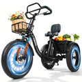 ESKUTE T300P Electric Tricycle for Adults, 3 Wheel Electric Bike, Foldable E Trike, 998.4Wh Battery, 20" x 4.0" Fat Tire, Stable Ride Tricycle for Seniors & Parents, Black
