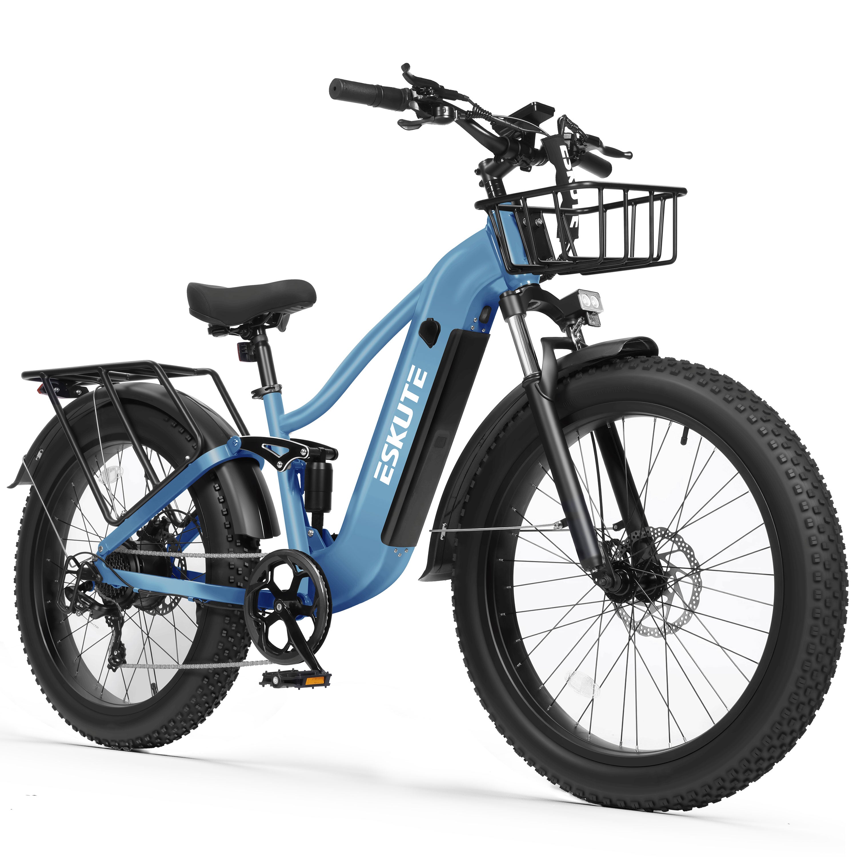 C300 Electric Bike for Adults, 1500W Peak Motor, 32MPH Fast Ebike, 48V 20.8Ah Battery Up to 80 Miles, 26"x4.0" Fat Tire, Full Suspension, 8-Speed Black