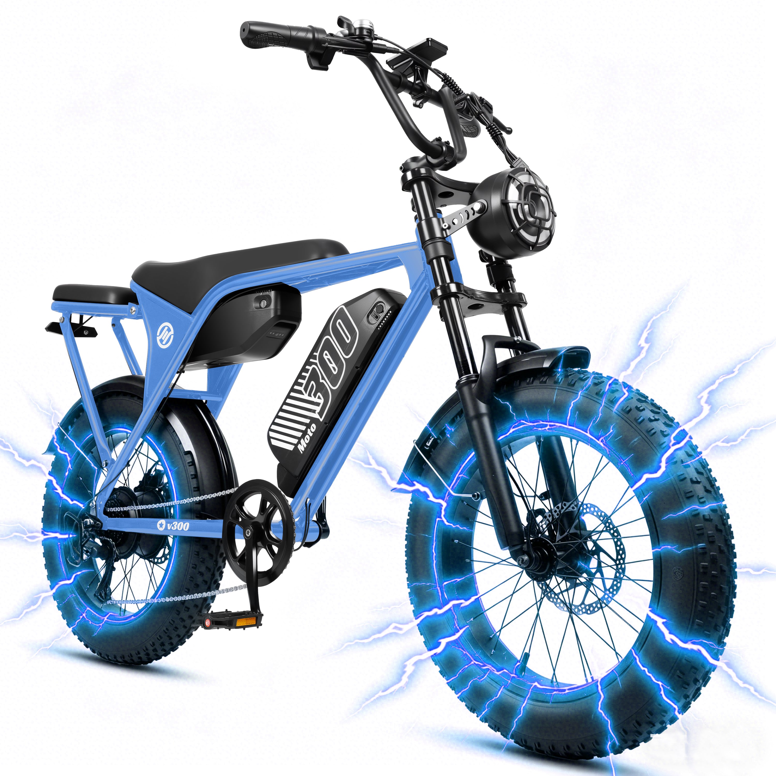 V300 Electric Dirt Bike for Adults & Teens, 1500W Motor, 35 MPH Max Speed, 52V 20.8Ah Removable Battery, 20" x 4.0" Fat Tires, 7-Speed, NFC Unlock Black
