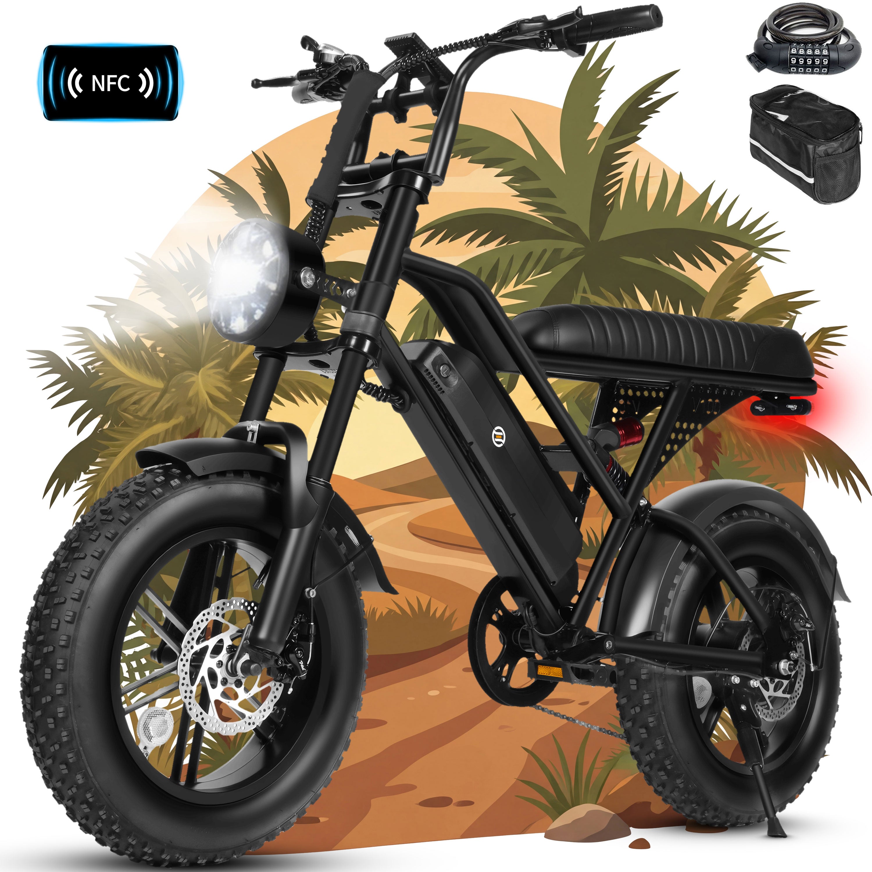 V100-750W Electric Bike for Teens Adults Students, 750W 28 Mph 48V 18 Ah,16"x4.0" Fat Tire E Bicycle, 7-Speed Dual Suspension Mountain EBike Black