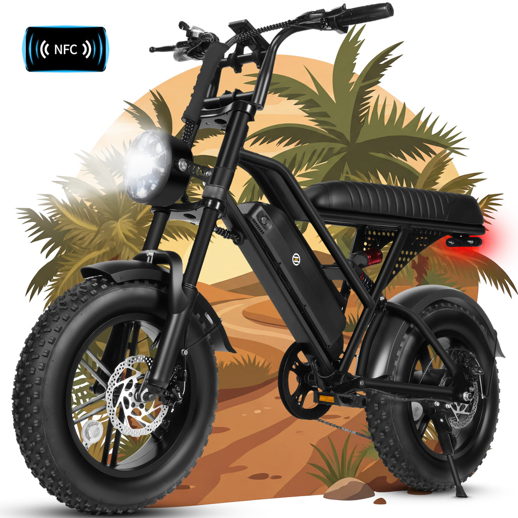 V100-750W Electric Bike for Teens Adults Students, 750W 28 Mph 48V 18 Ah,16"x4.0" Fat Tire E Bicycle, 7-Speed Dual Suspension Mountain EBike Black