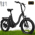 D200-750W Electric Bike for Adults Teens Students, 750W Peak Motor 28 Mph, 48V 10.4Ah Battery Up to 55 Miles, with 7‑Speed Step‑Through Cargo Fold E Bicycle, NFC Unlock, Black