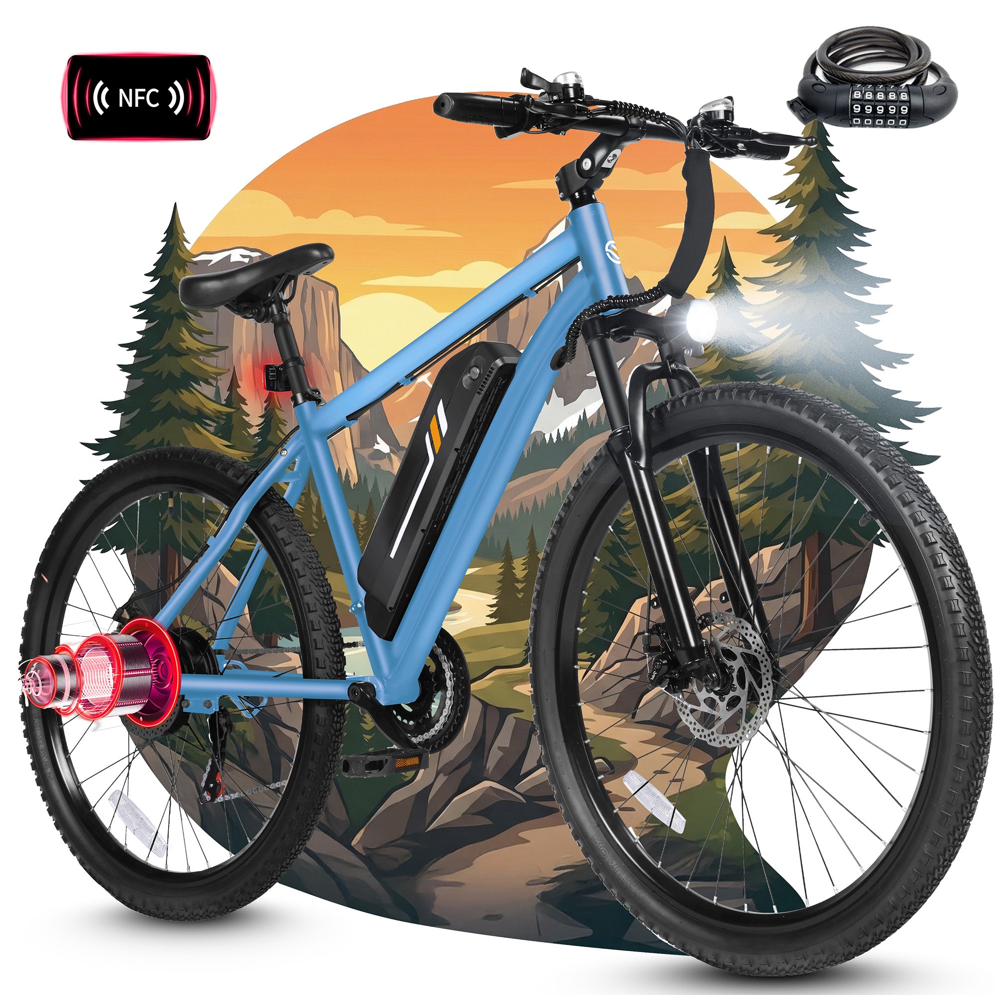 M200P-750W Electric Bike for Adults, 27.5” Mountain E-Bike, 21-Speed, 750W Peak Brushless Motor, 19MPH, 48V 13Ah Removable Battery, NFC Unlock, Step-Over Design Black