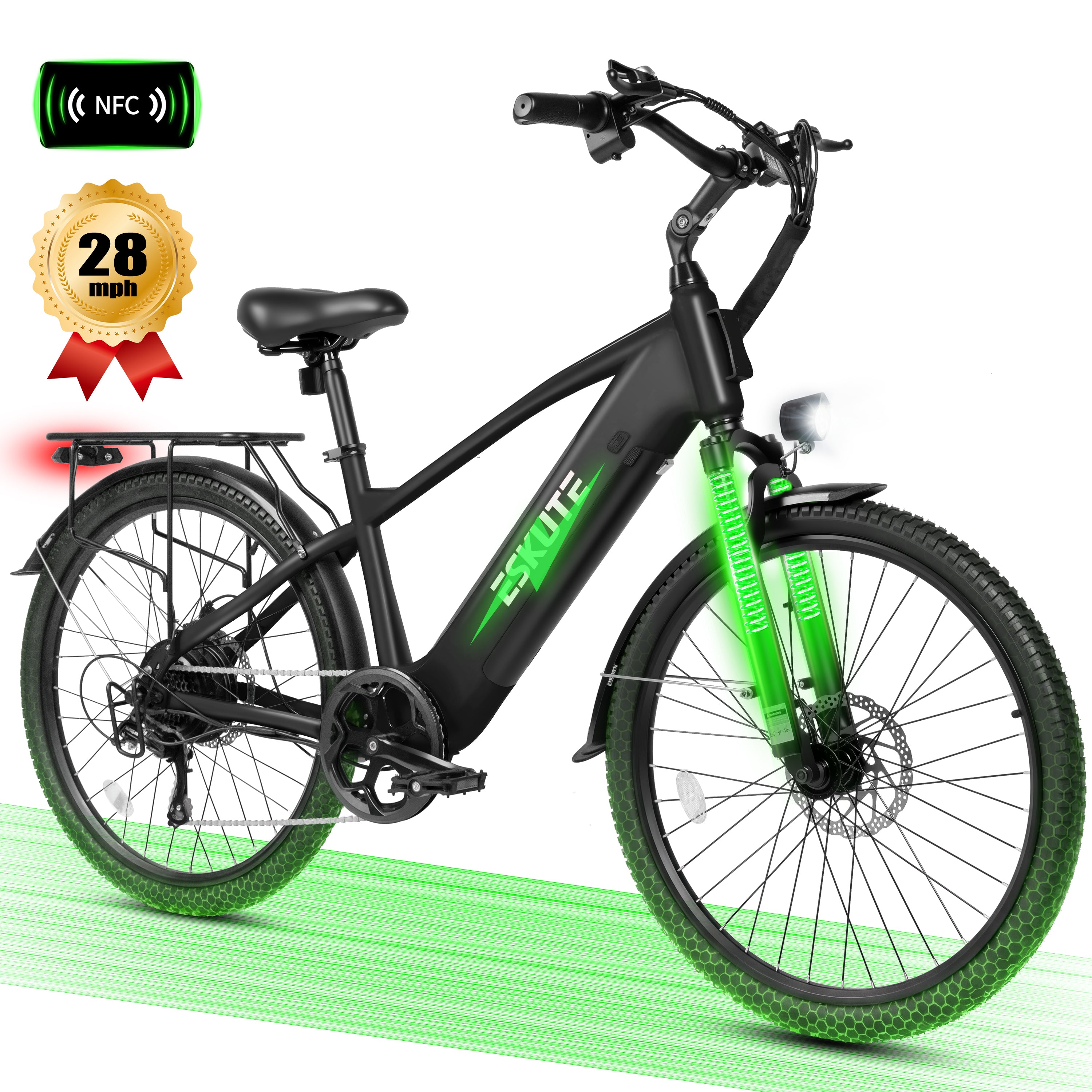 C200 70-Mile Electric Bike for Adults with 840Wh Removable Battery, 1300W Peak Power Ebike, Up to 28MPH Speed, 26" Tires, 7-Speed Adjustable Stem Step-Over E-Bicycle,Black